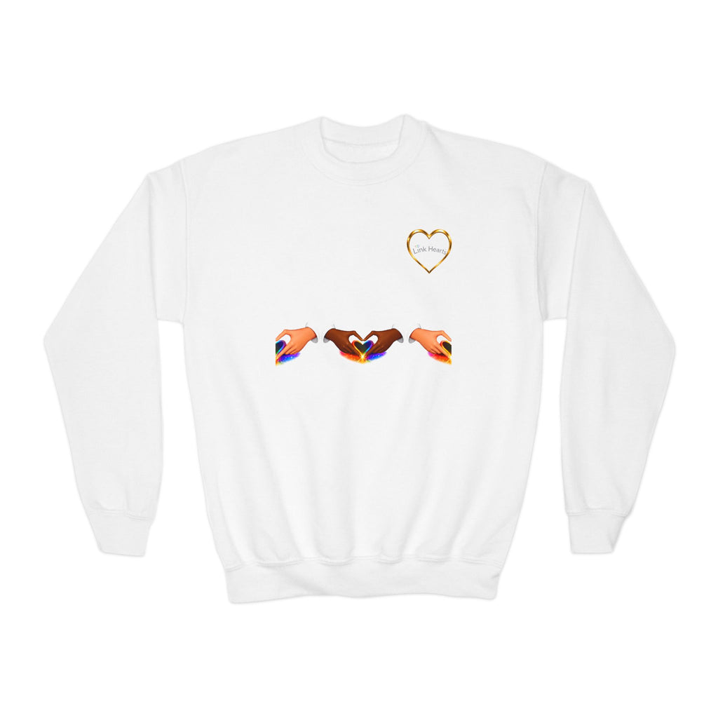 Link Hearts™ Youth Crewneck Sweatshirt — Cute Interlinked Hearts Graphic for Kids