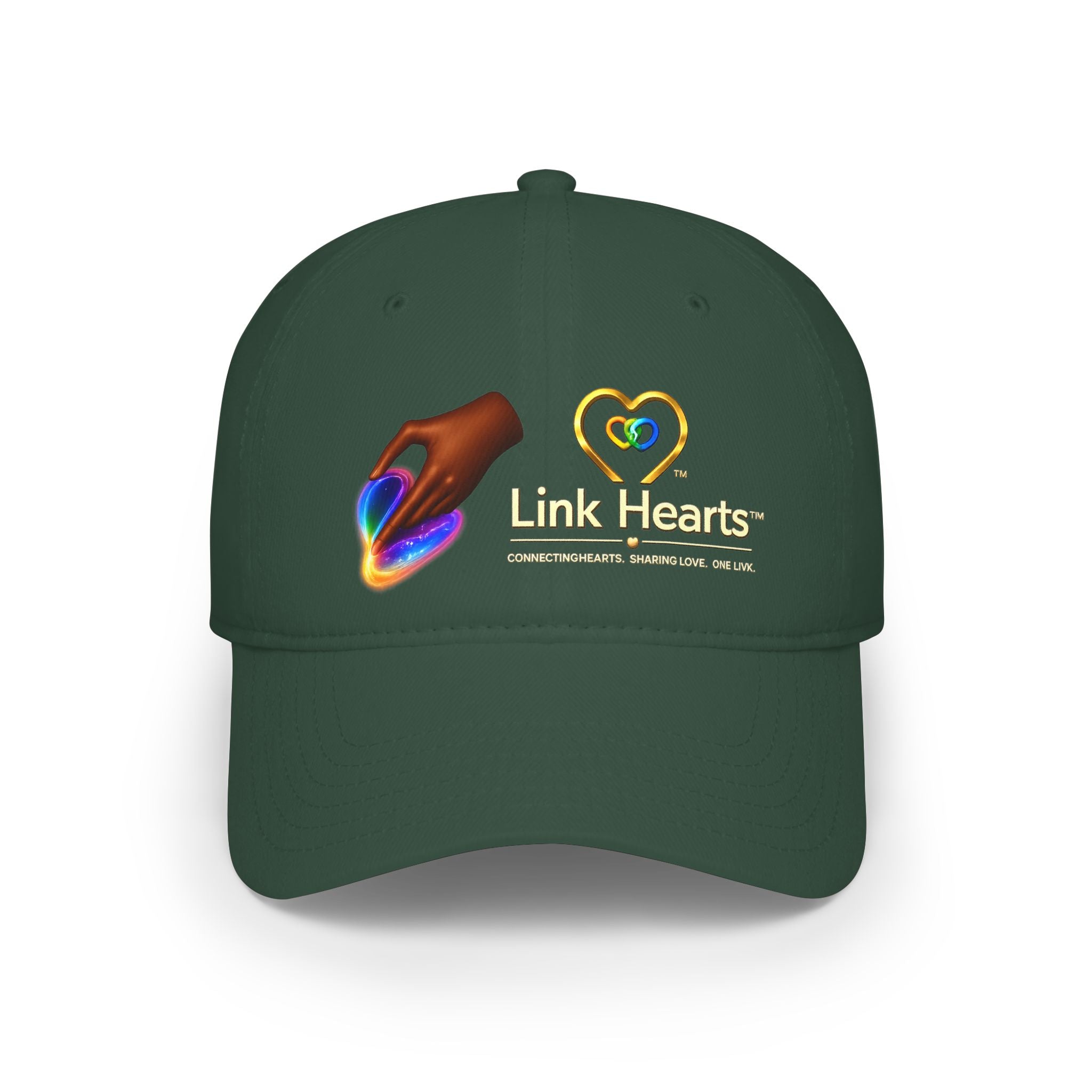 Link Hearts Red Baseball Cap — Rainbow Heart Low Profile Cap