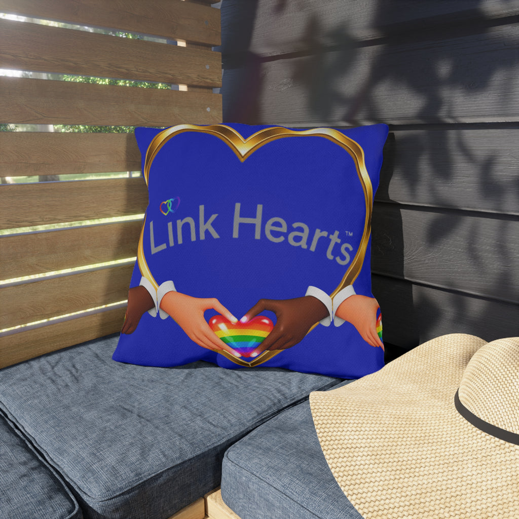 Link Hearts Outdoor Pillow — Rainbow Heart Hands Design