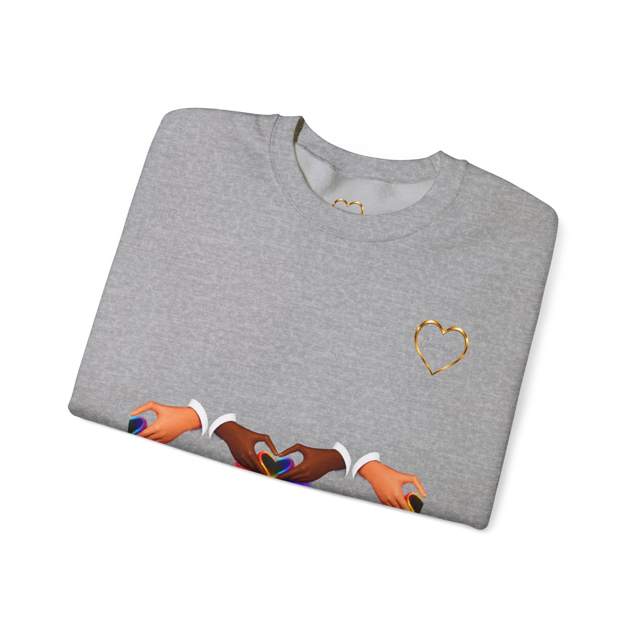 Love Hands Crewneck Sweatshirt — Rainbow Heart Solidarity Pullover