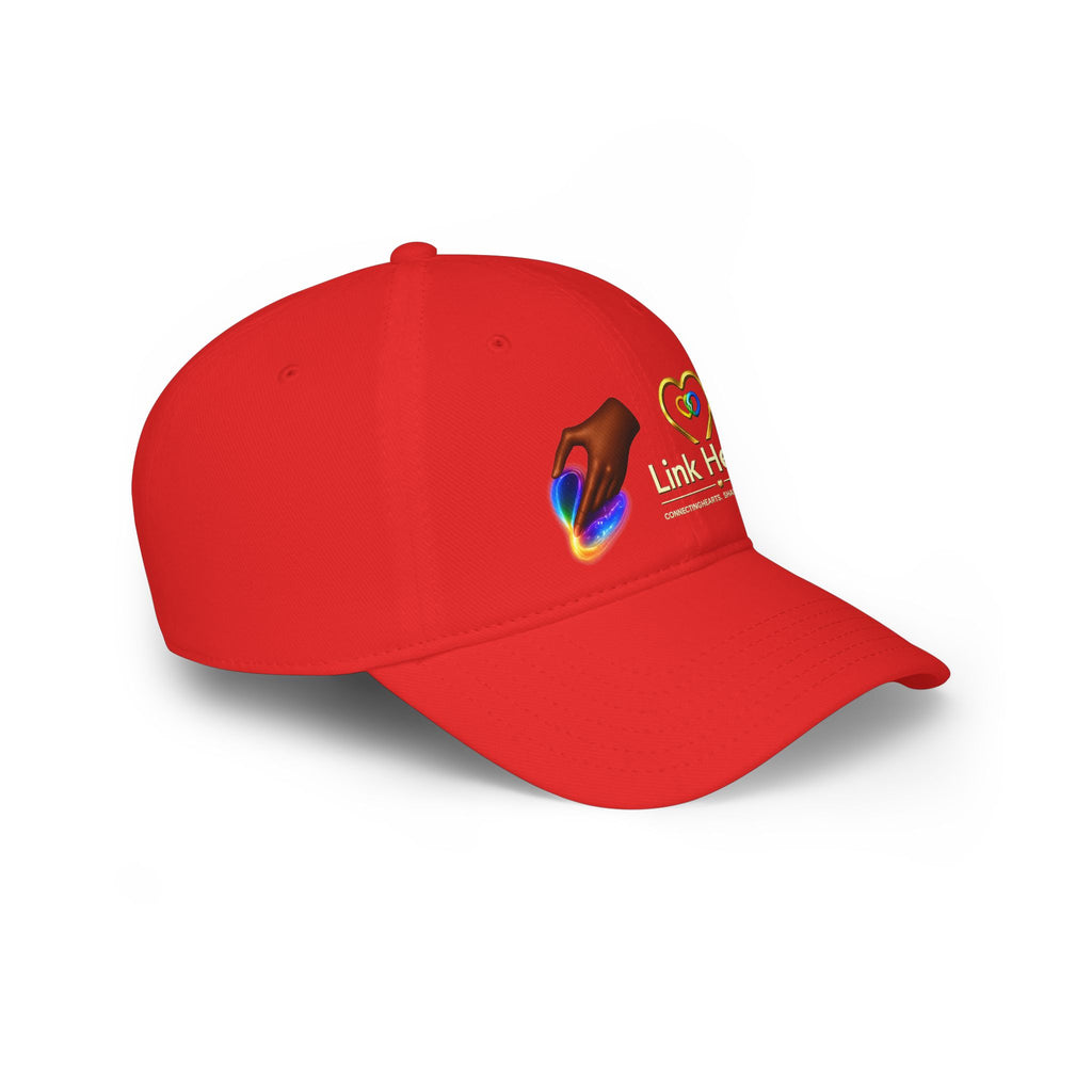 Link Hearts Red Baseball Cap — Rainbow Heart Low Profile Cap