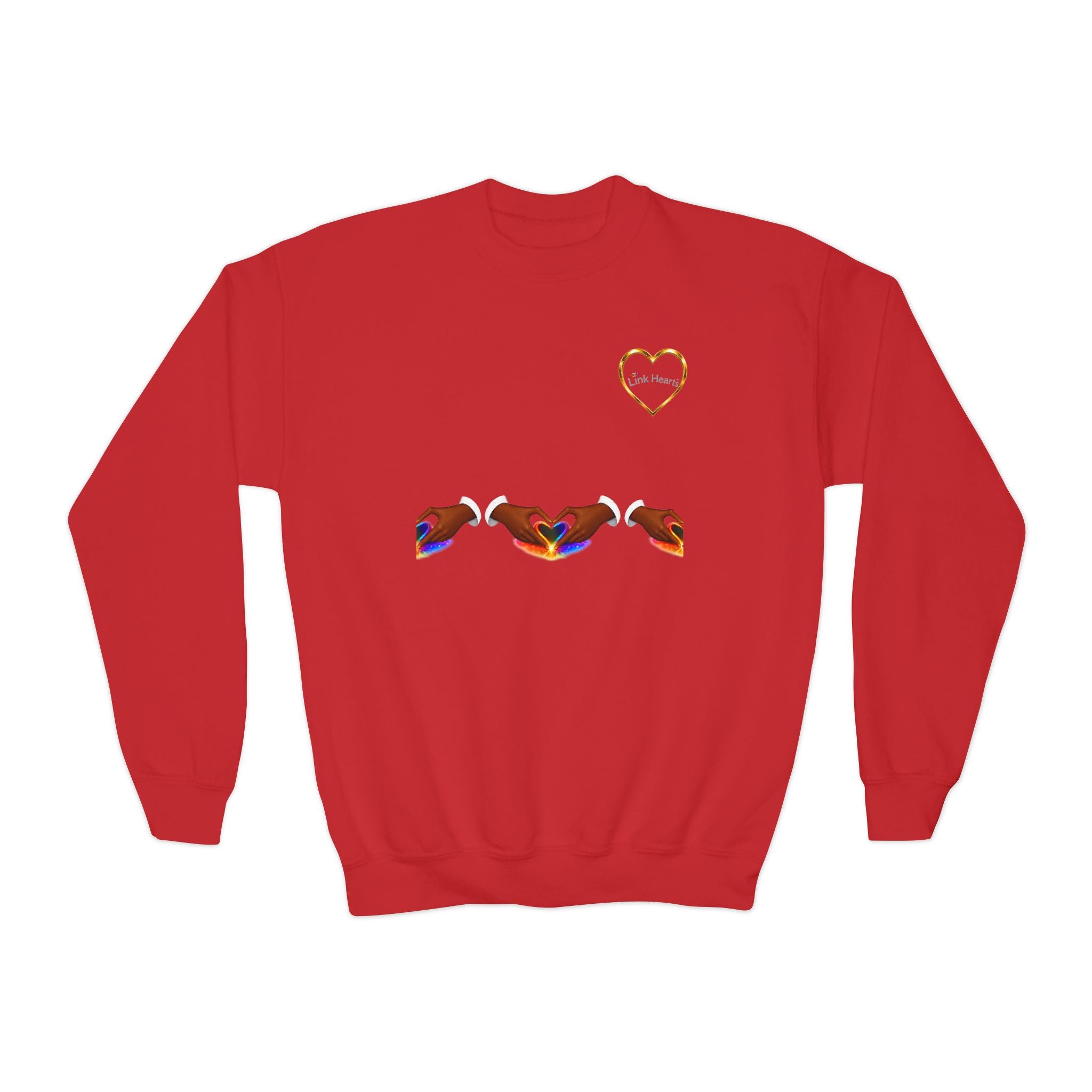 Link Hearts™ Youth Crewneck Sweatshirt — Heart Chain Graphic Pullover for Kids