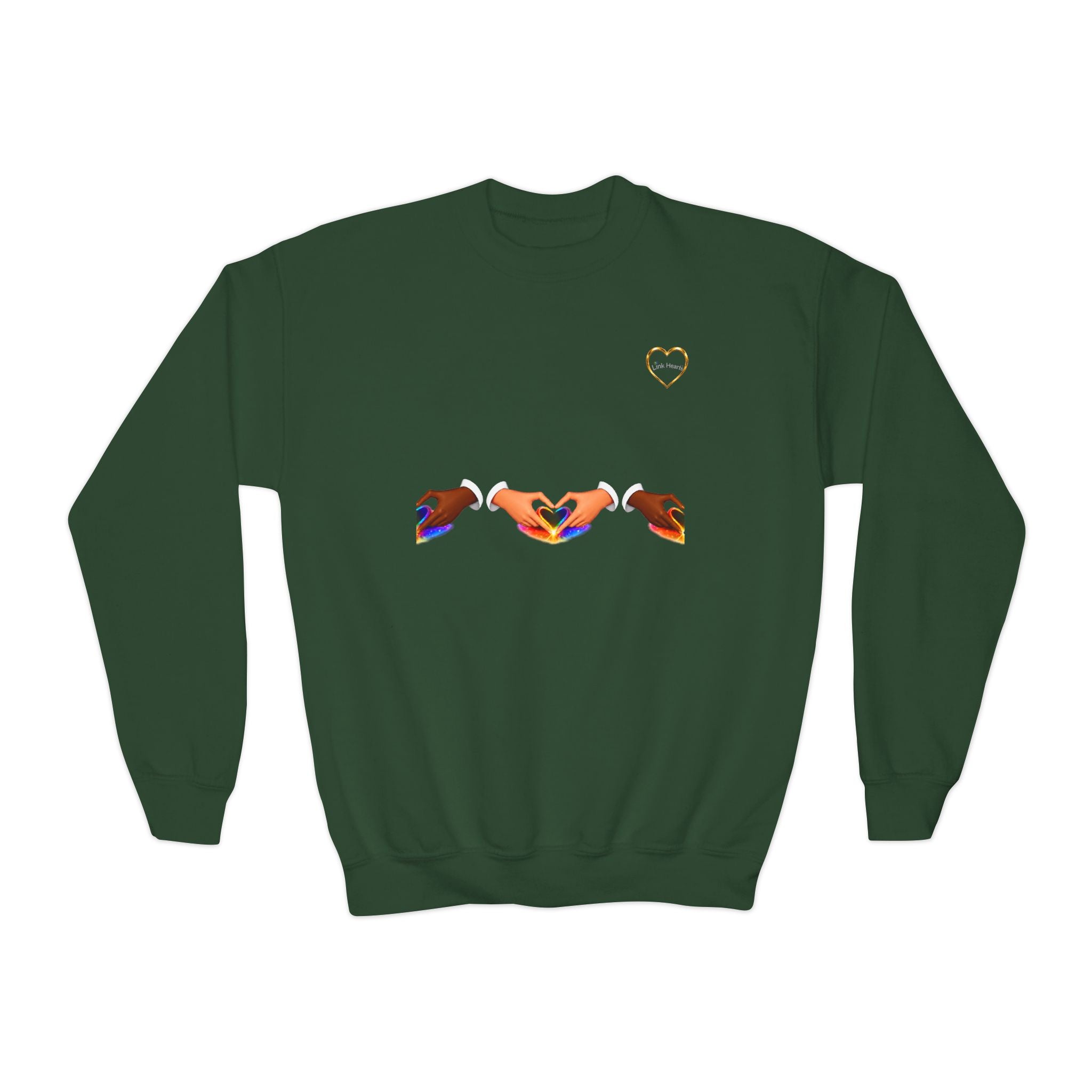 Link Hearts™ Youth Crewneck Sweatshirt — Kids Graphic Heart Crewneck