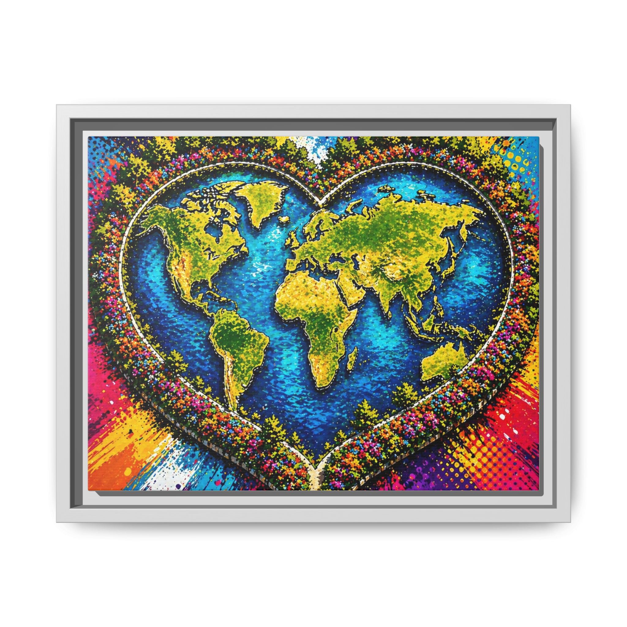 LinkHearts™ Framed Matte Canvas Wall Art — Multi‑Color