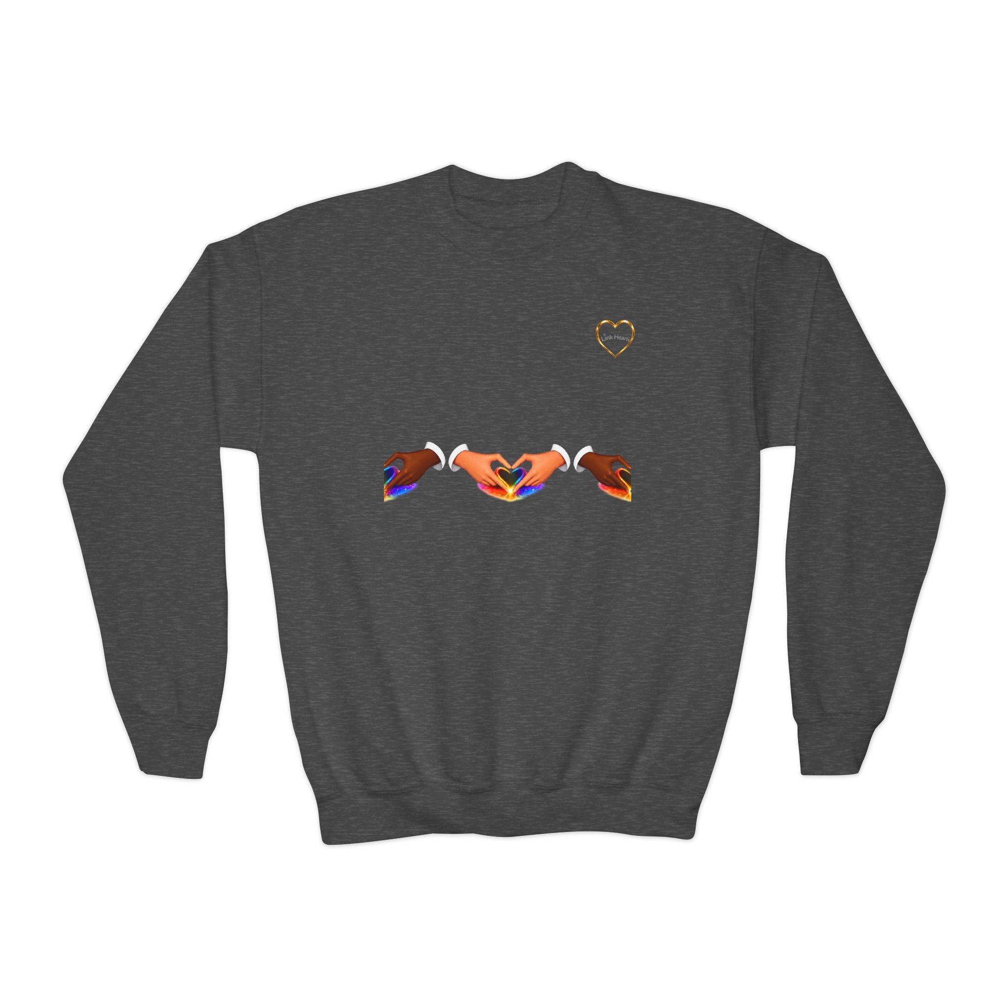 Link Hearts™ Youth Crewneck Sweatshirt — Kids Graphic Heart Crewneck
