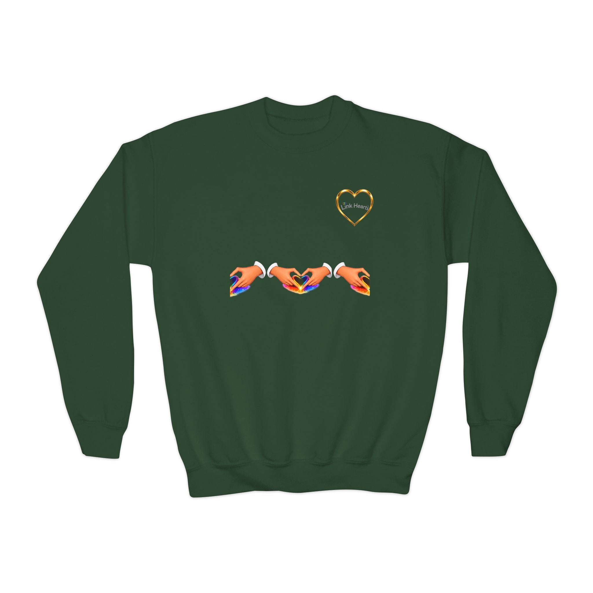 Link Hearts™ Youth Crewneck Sweatshirt — Kids' Heart Link Graphic Pullover