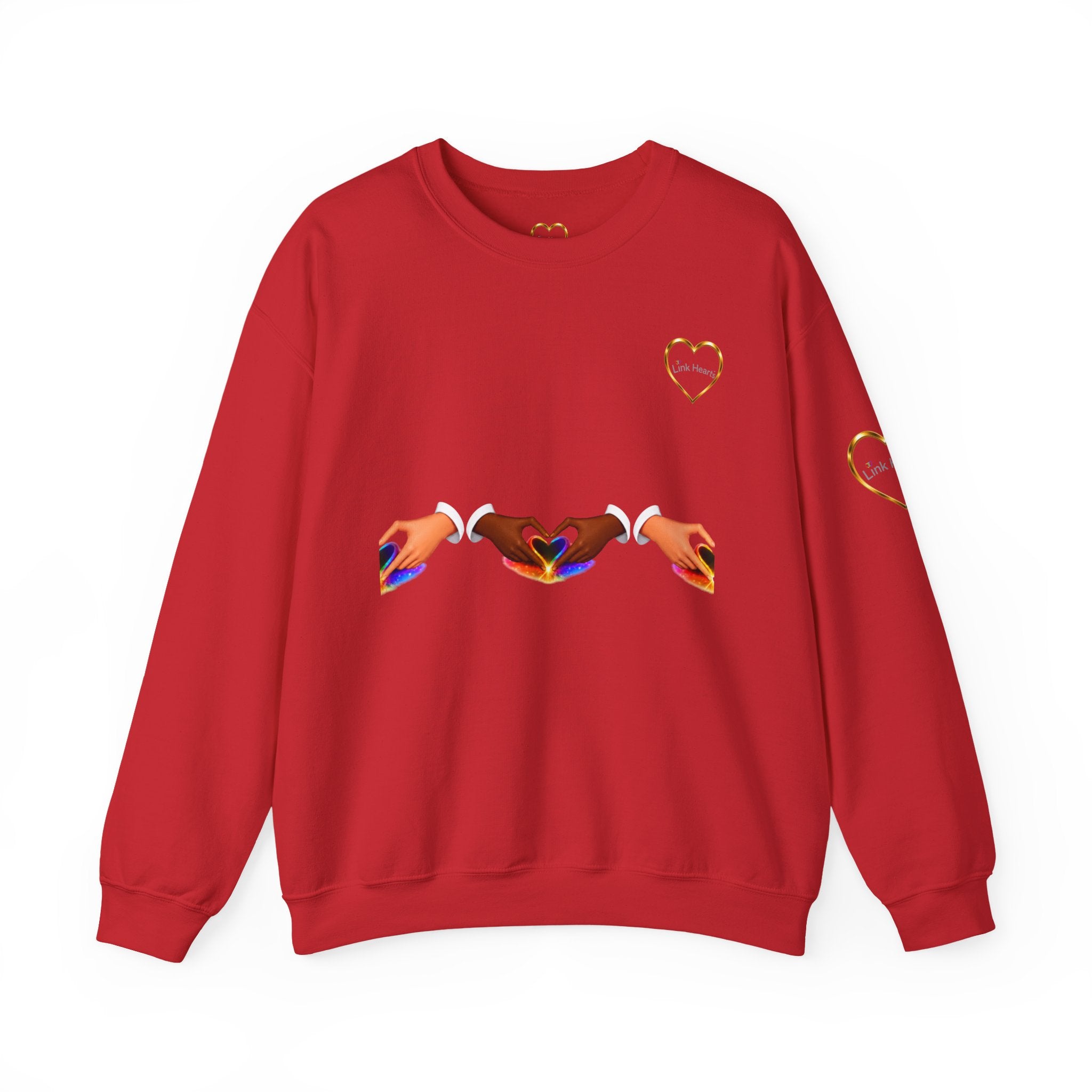Love Hands Crewneck Sweatshirt — Rainbow Heart Solidarity Pullover