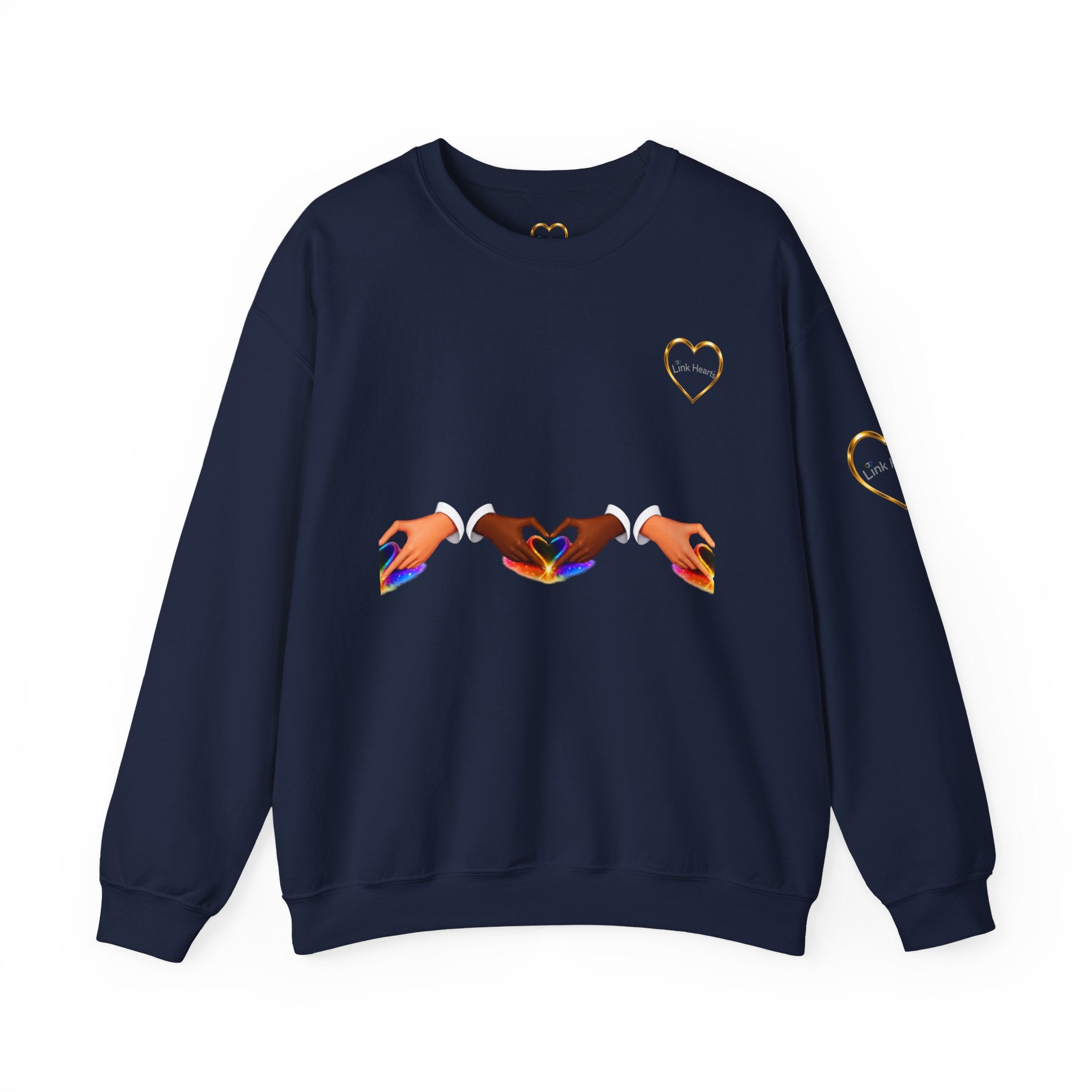 Love Hands Crewneck Sweatshirt — Rainbow Heart Solidarity Pullover