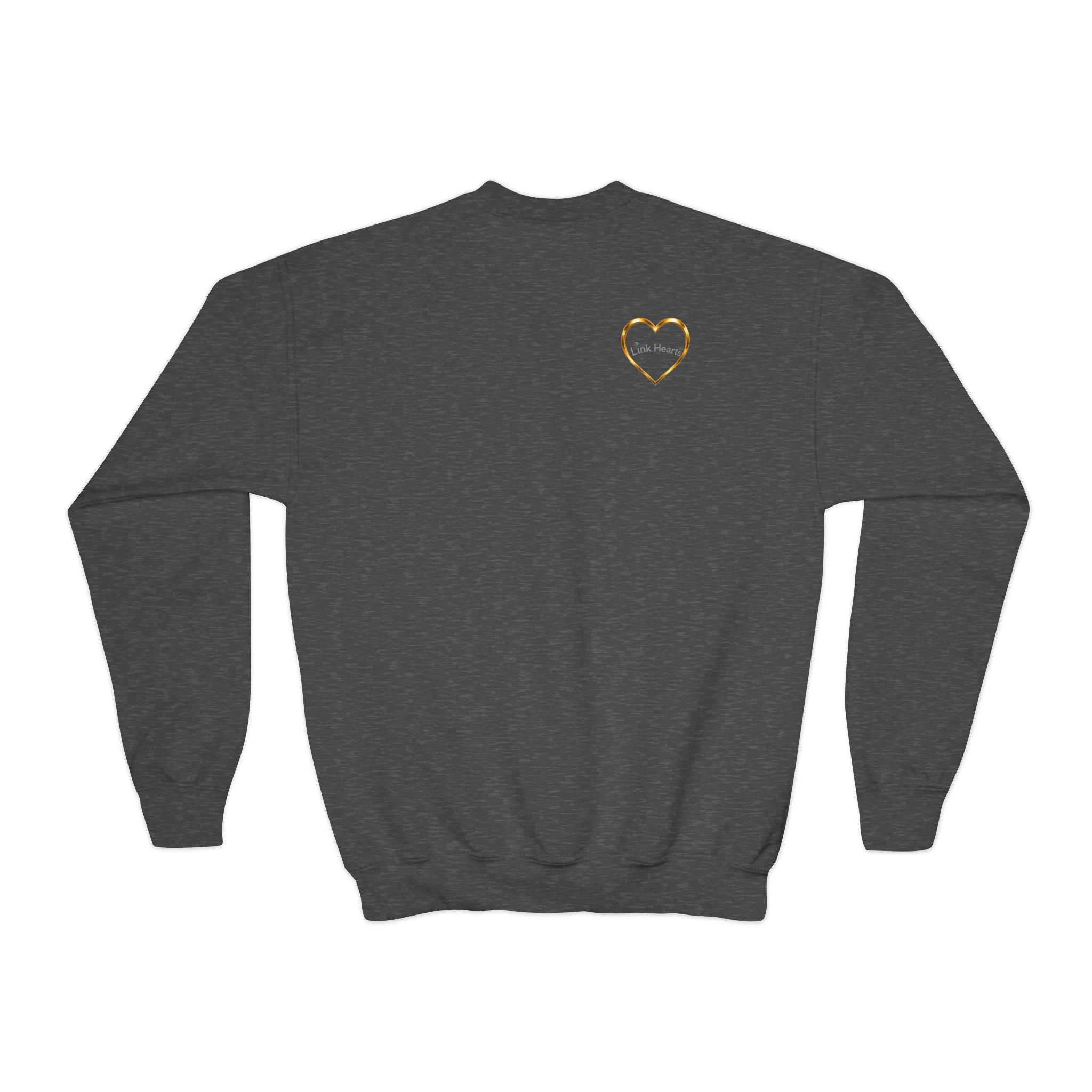 Link Hearts™ Youth Crewneck Sweatshirt — Cute Interlinked Hearts Graphic for Kids