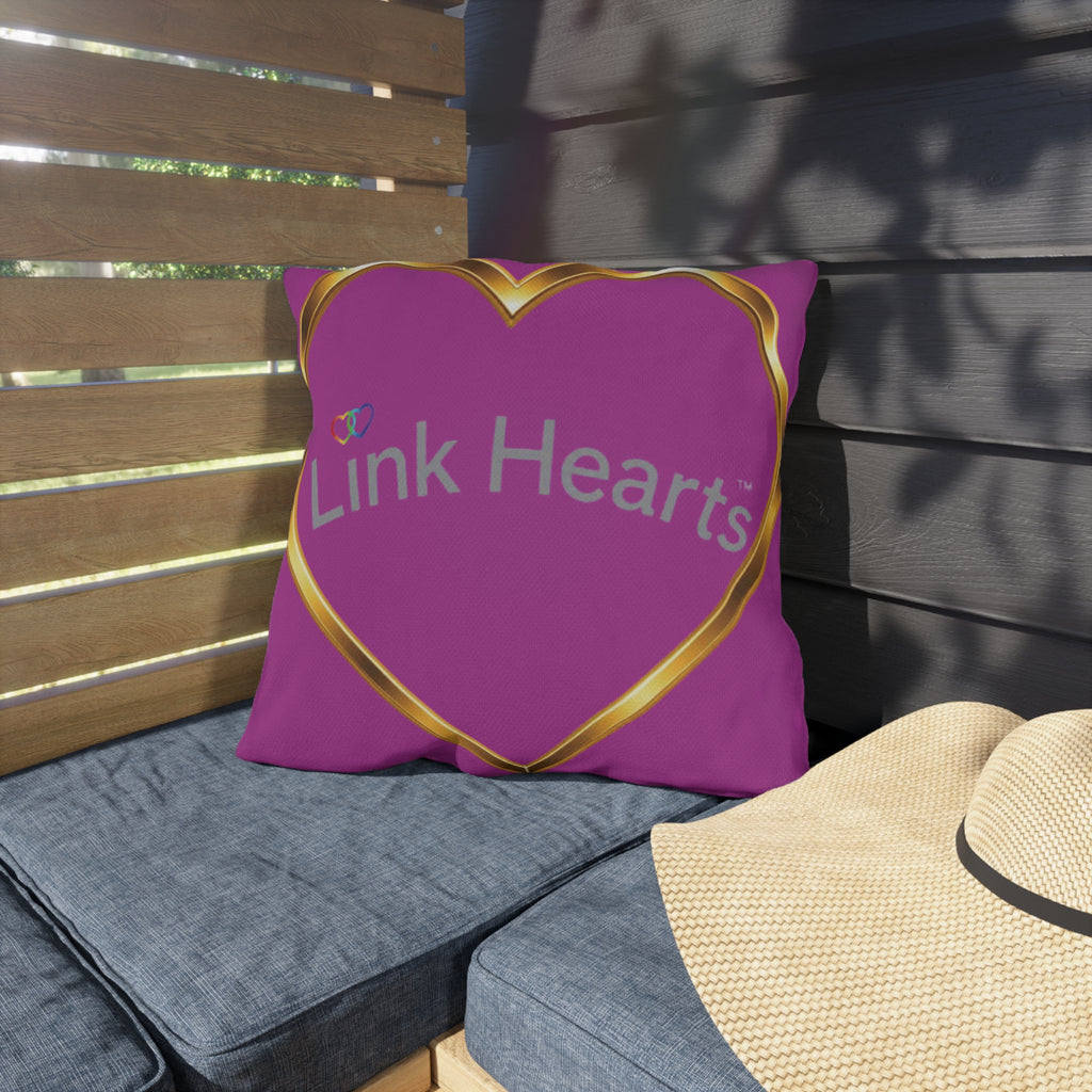 Link Hearts Outdoor Pillow — Rainbow Hands Heart Design