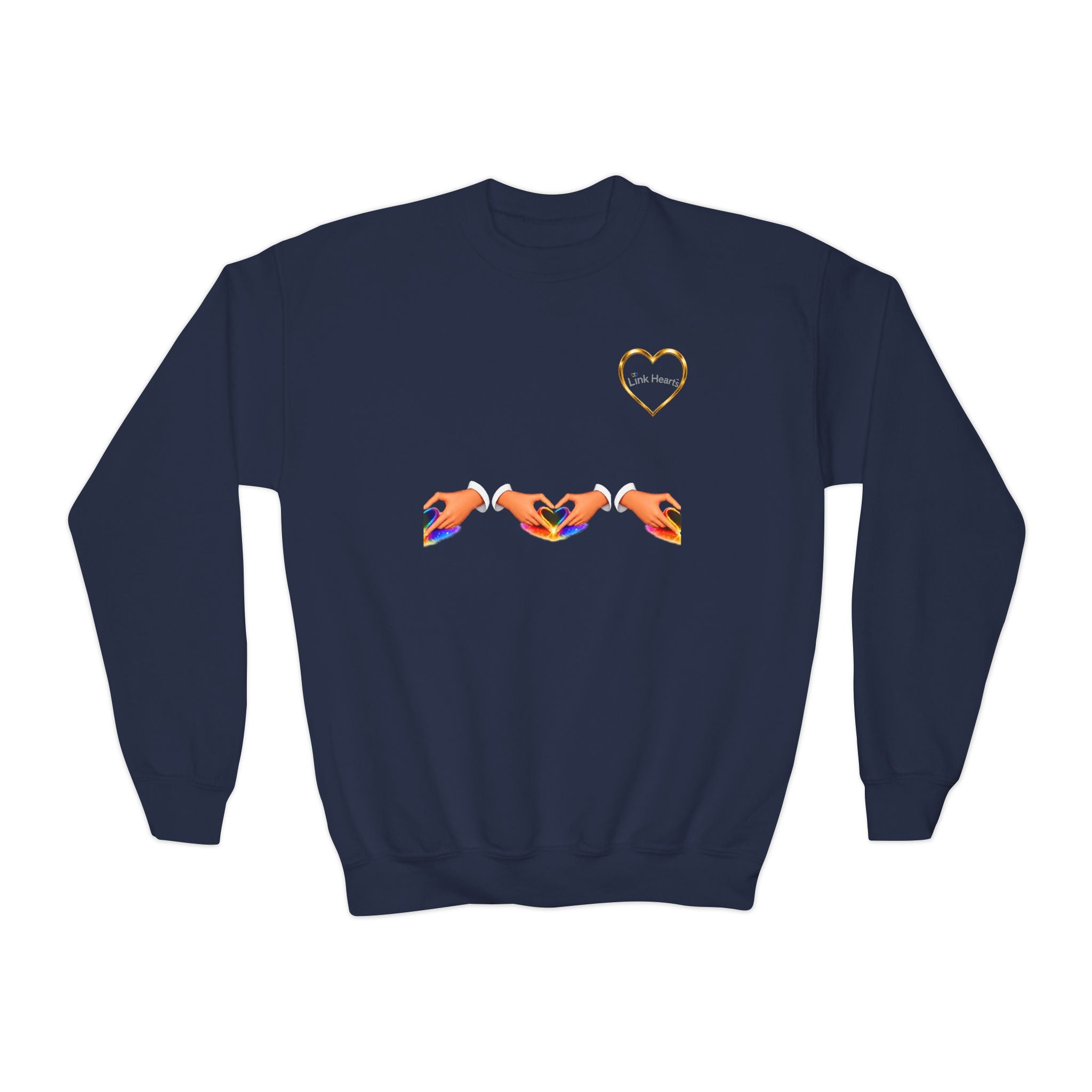 Link Hearts™ Youth Crewneck Sweatshirt — Kids' Heart Link Graphic Pullover