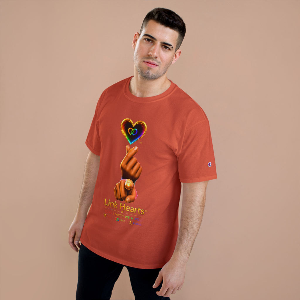 Link Hearts™ T-Shirt — Rainbow Finger Heart Love Graphic Tee