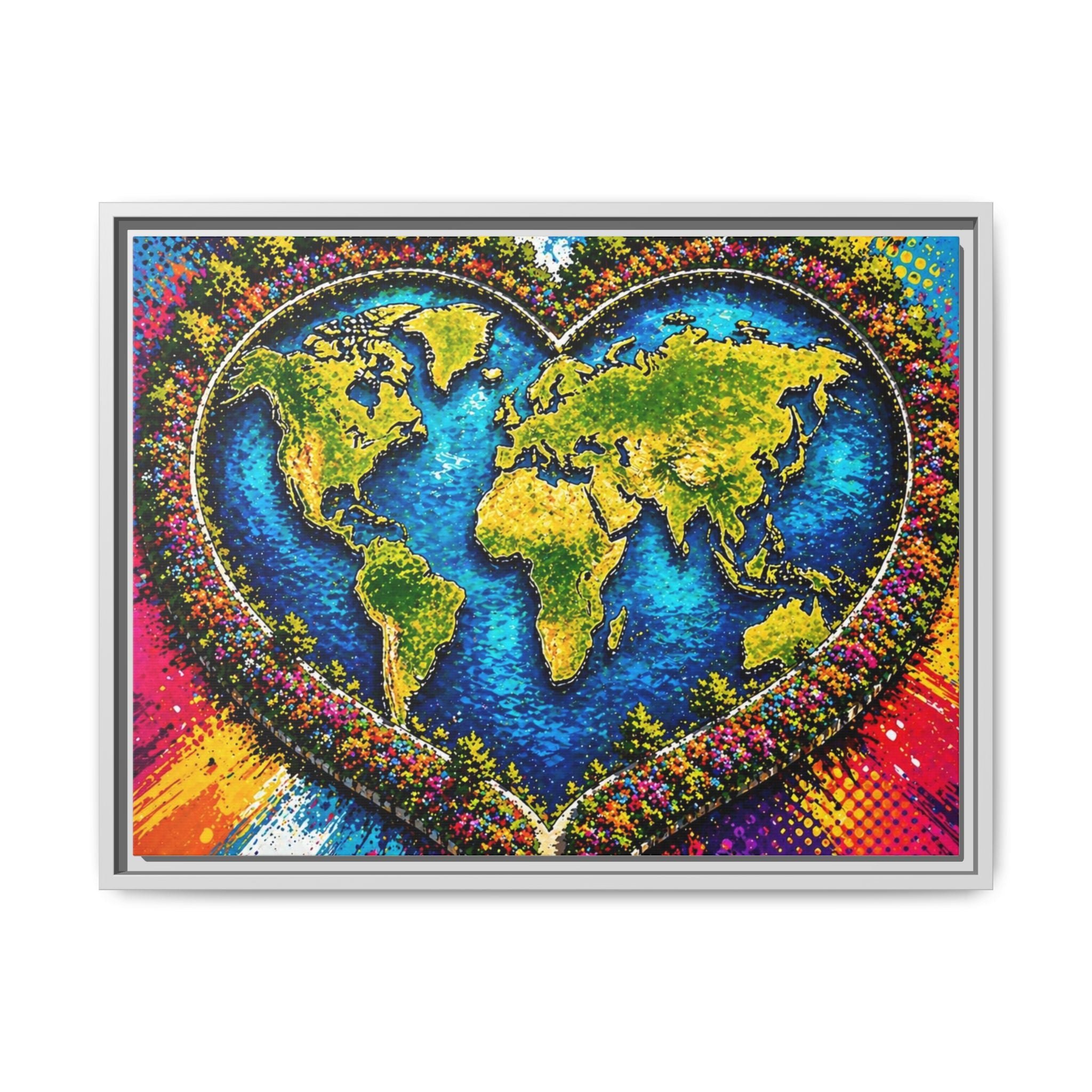 LinkHearts™ Framed Matte Canvas Wall Art — Multi‑Color