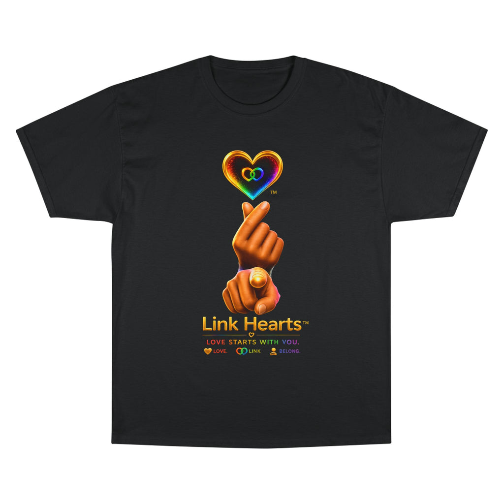 Link Hearts™ T-Shirt — Rainbow Finger Heart Love Graphic Tee