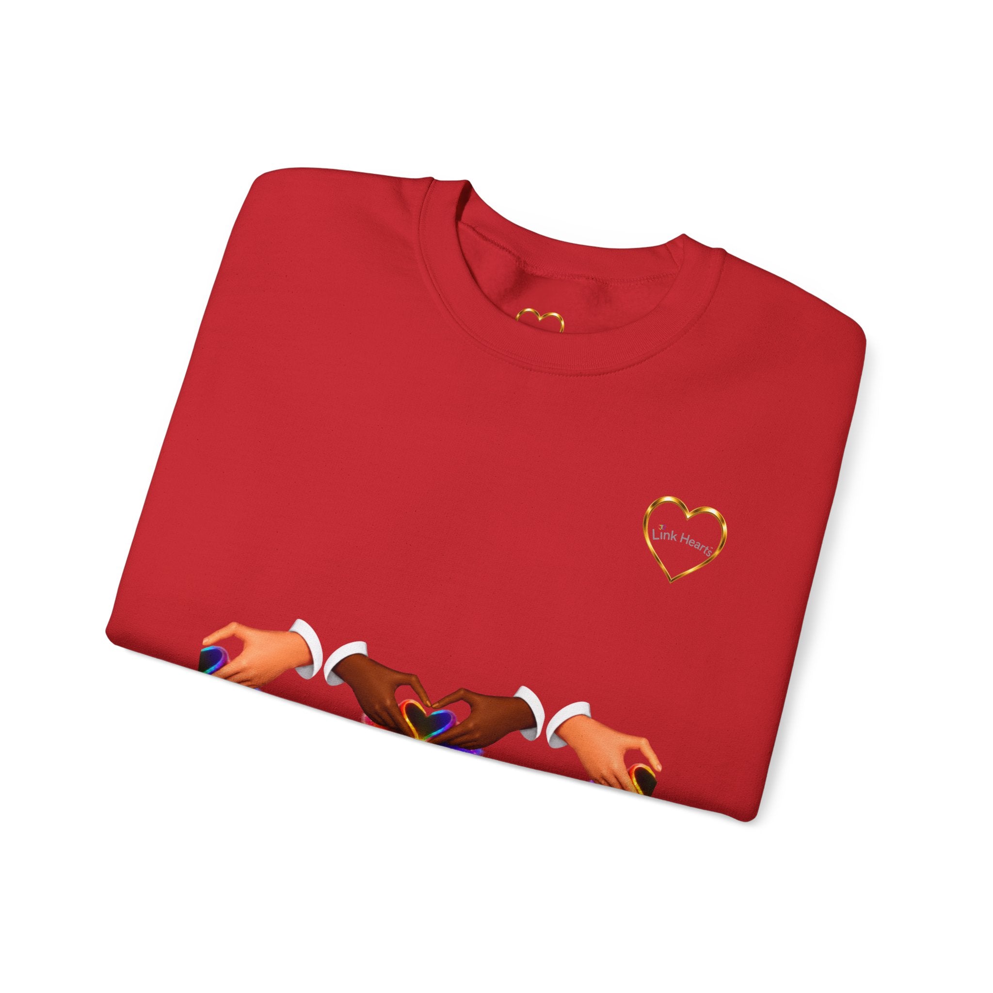 Love Hands Crewneck Sweatshirt — Rainbow Heart Solidarity Pullover