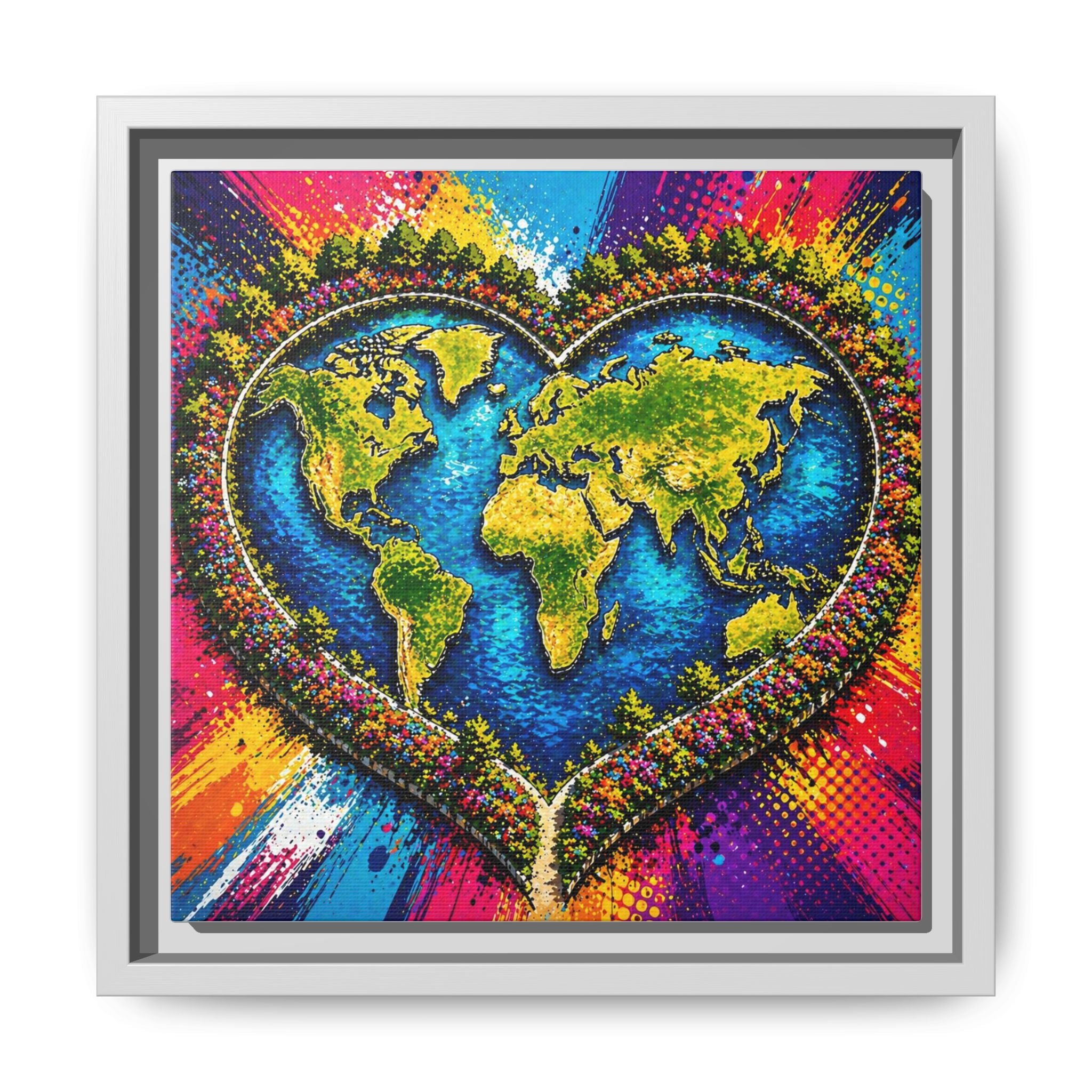 LinkHearts™ Framed Matte Canvas Wall Art — Multi‑Color