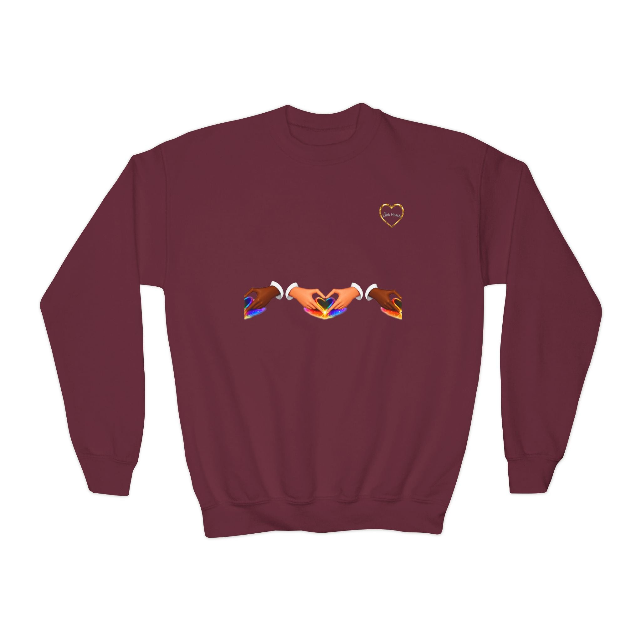 Link Hearts™ Youth Crewneck Sweatshirt — Kids Graphic Heart Crewneck