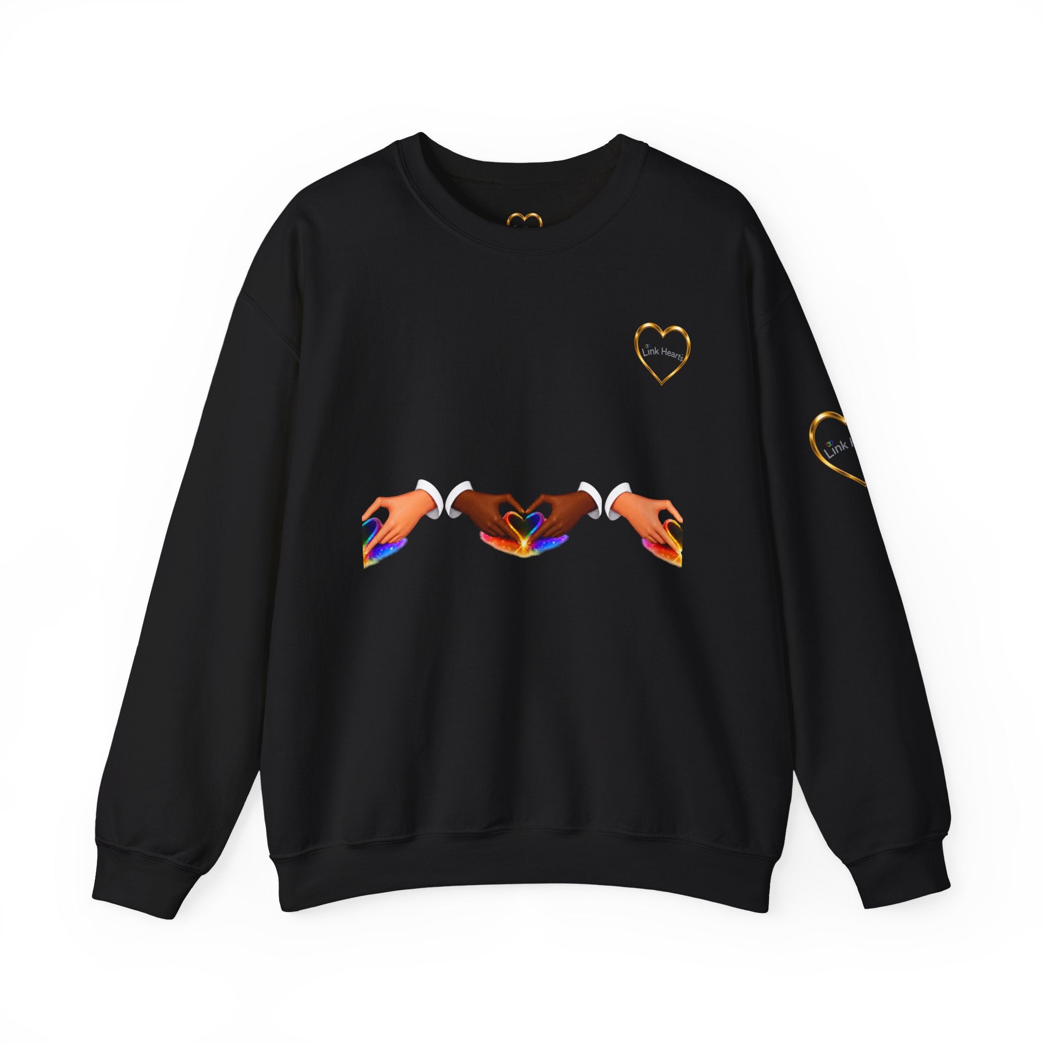Love Hands Crewneck Sweatshirt — Rainbow Heart Solidarity Pullover