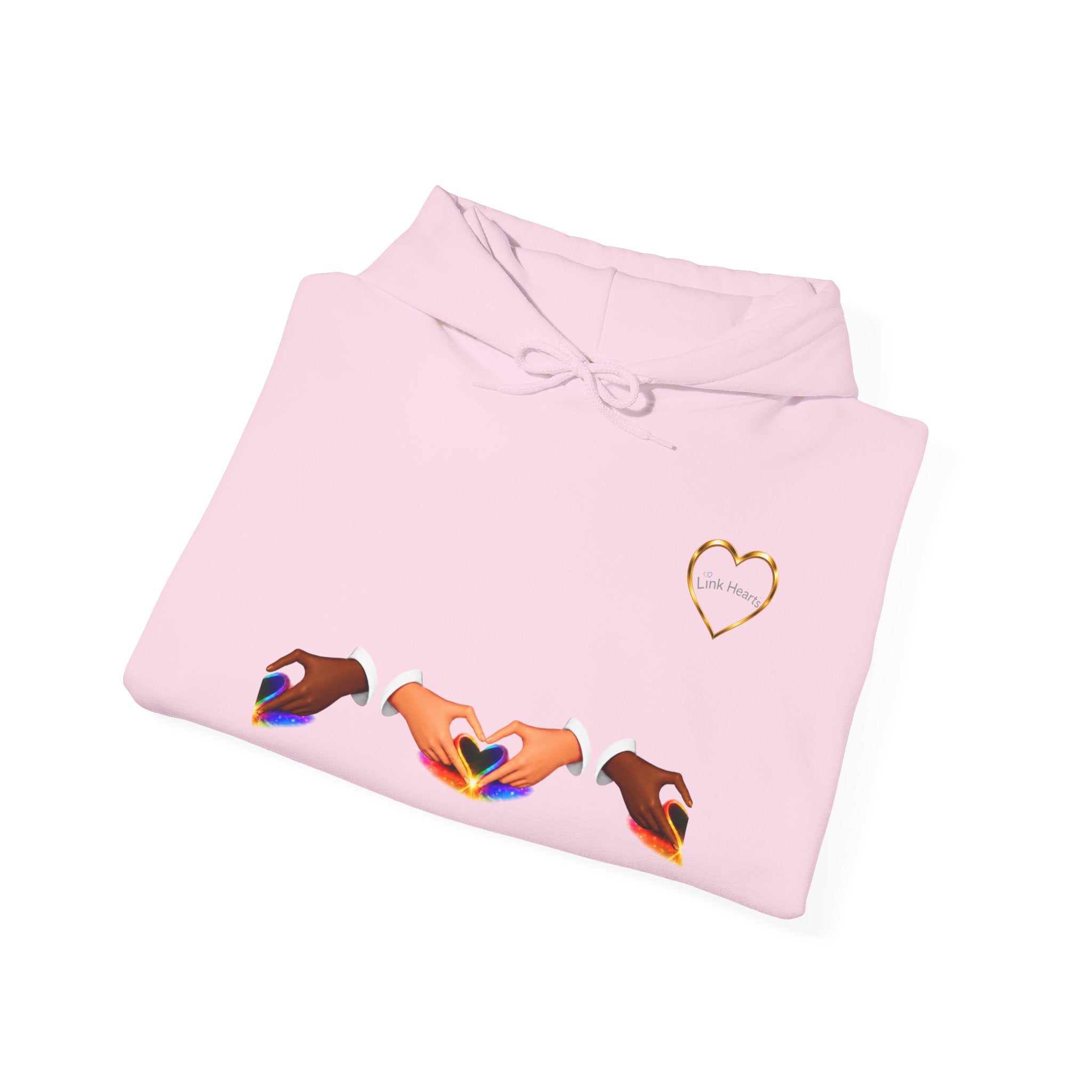 Hoodie — Rainbow Heart Hands Graphic Pullover