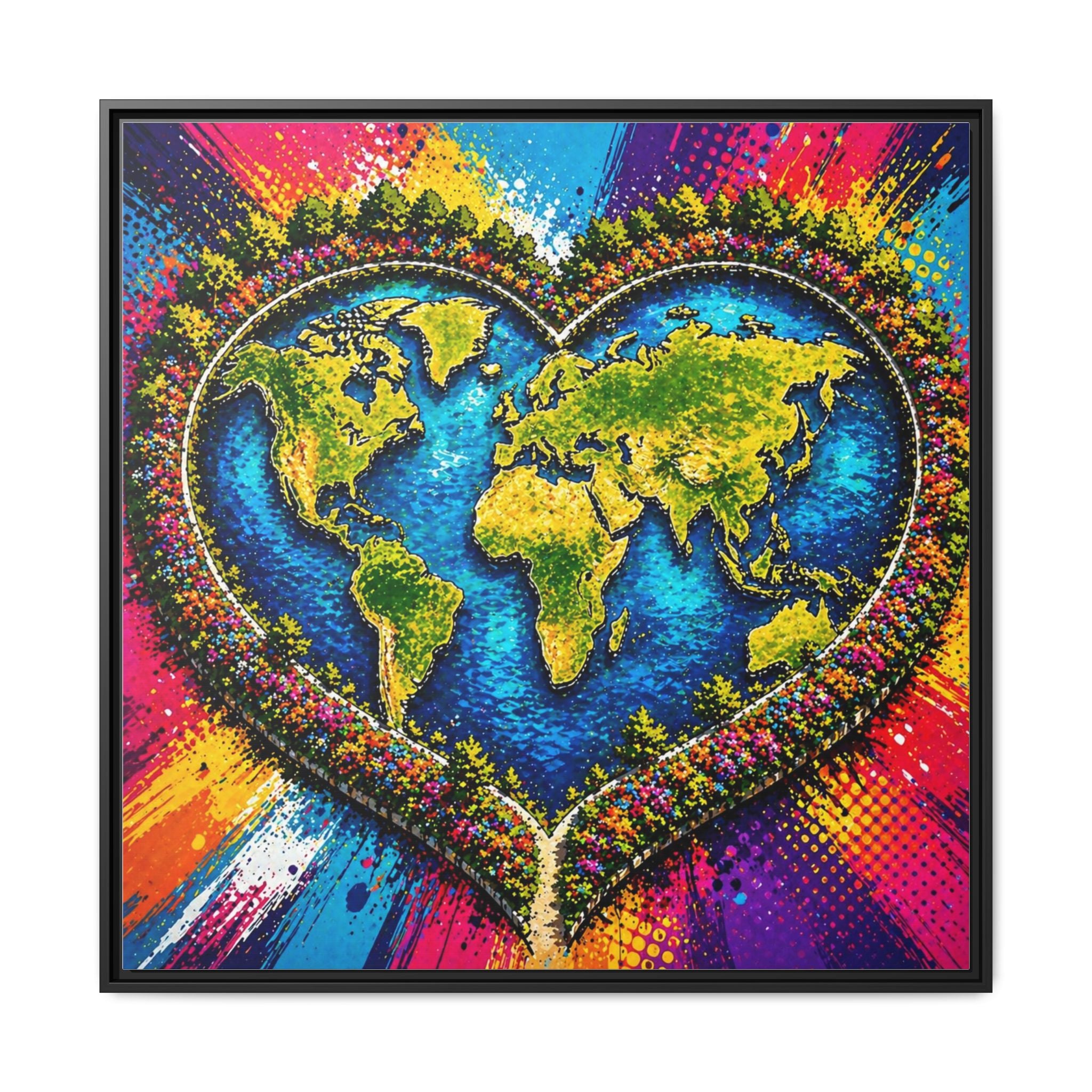 LinkHearts™ Framed Matte Canvas Wall Art — Multi‑Color
