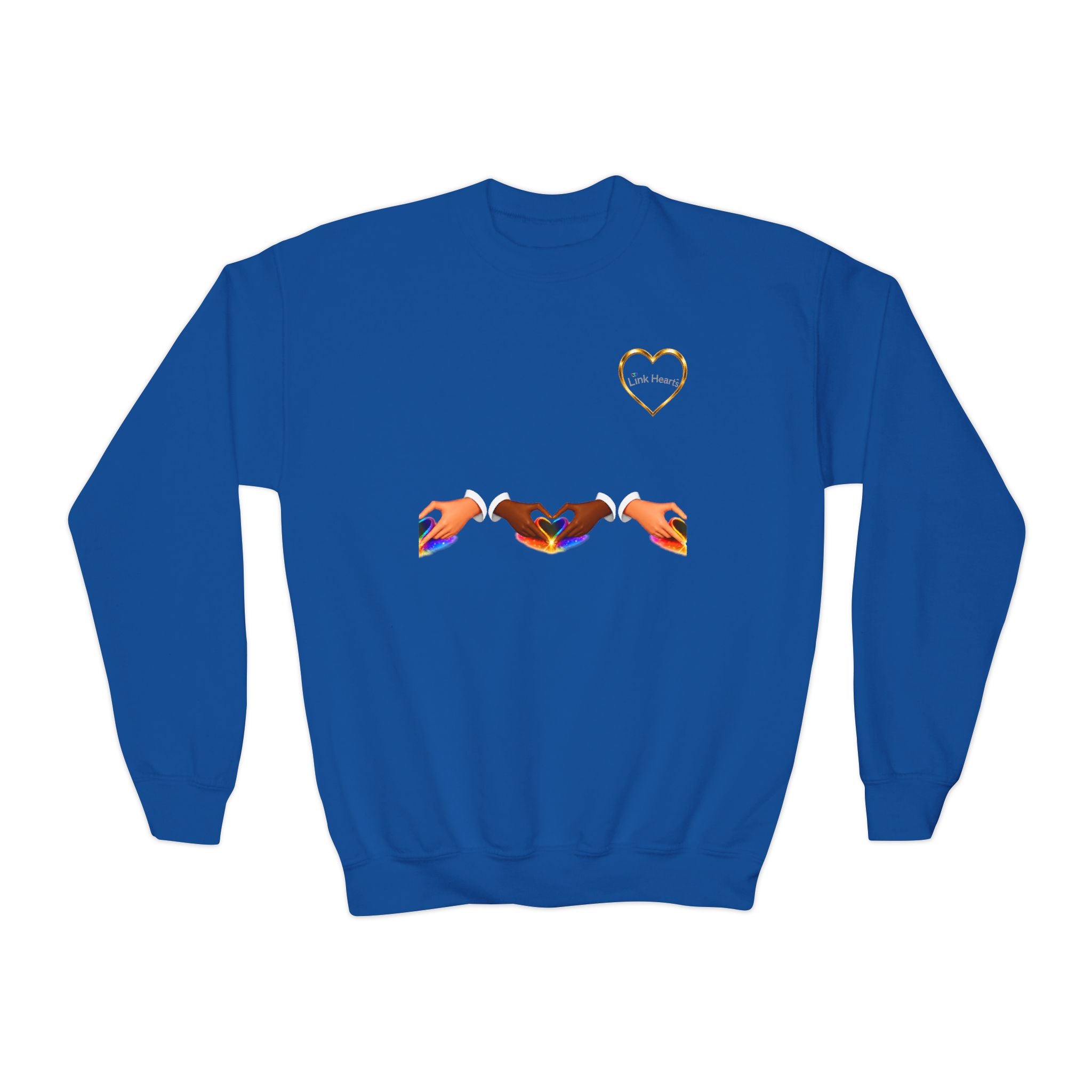 Link Hearts™ Youth Crewneck Sweatshirt — Cute Interlinked Hearts Graphic for Kids