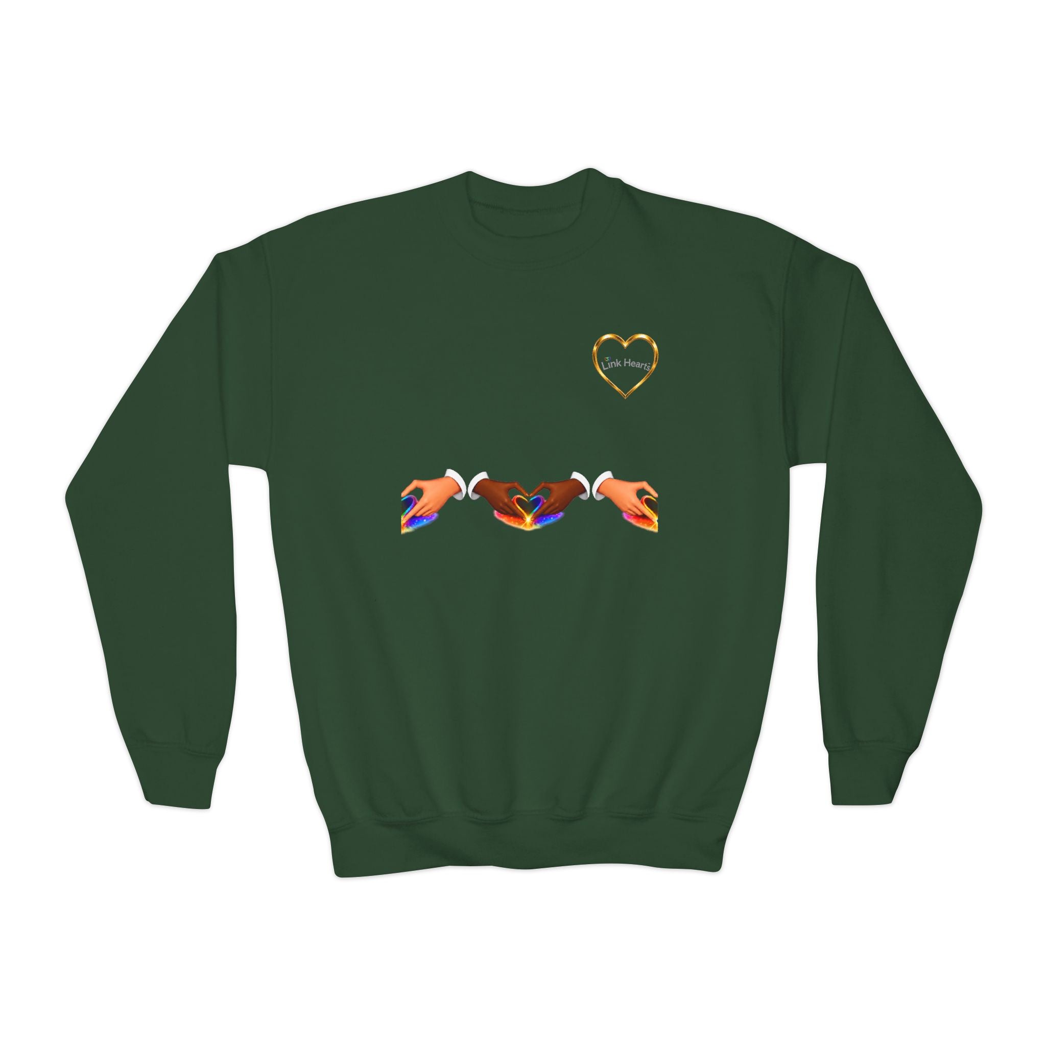 Link Hearts™ Youth Crewneck Sweatshirt — Cute Interlinked Hearts Graphic for Kids