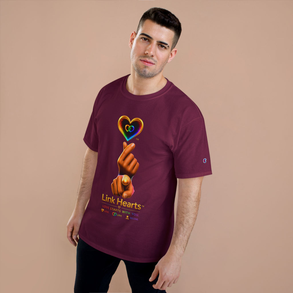 Link Hearts™ T-Shirt — Rainbow Finger Heart Love Graphic Tee