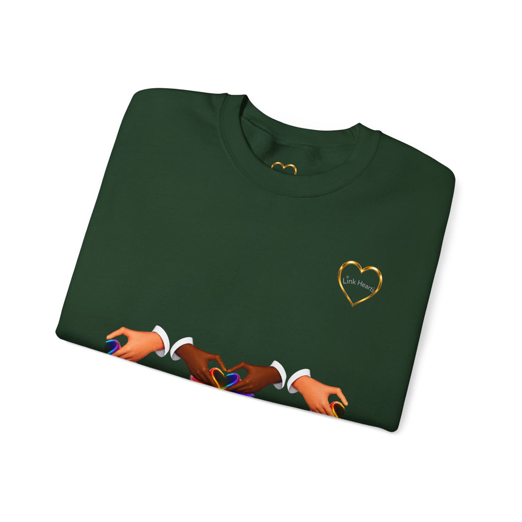 Love Hands Crewneck Sweatshirt — Rainbow Heart Solidarity Pullover