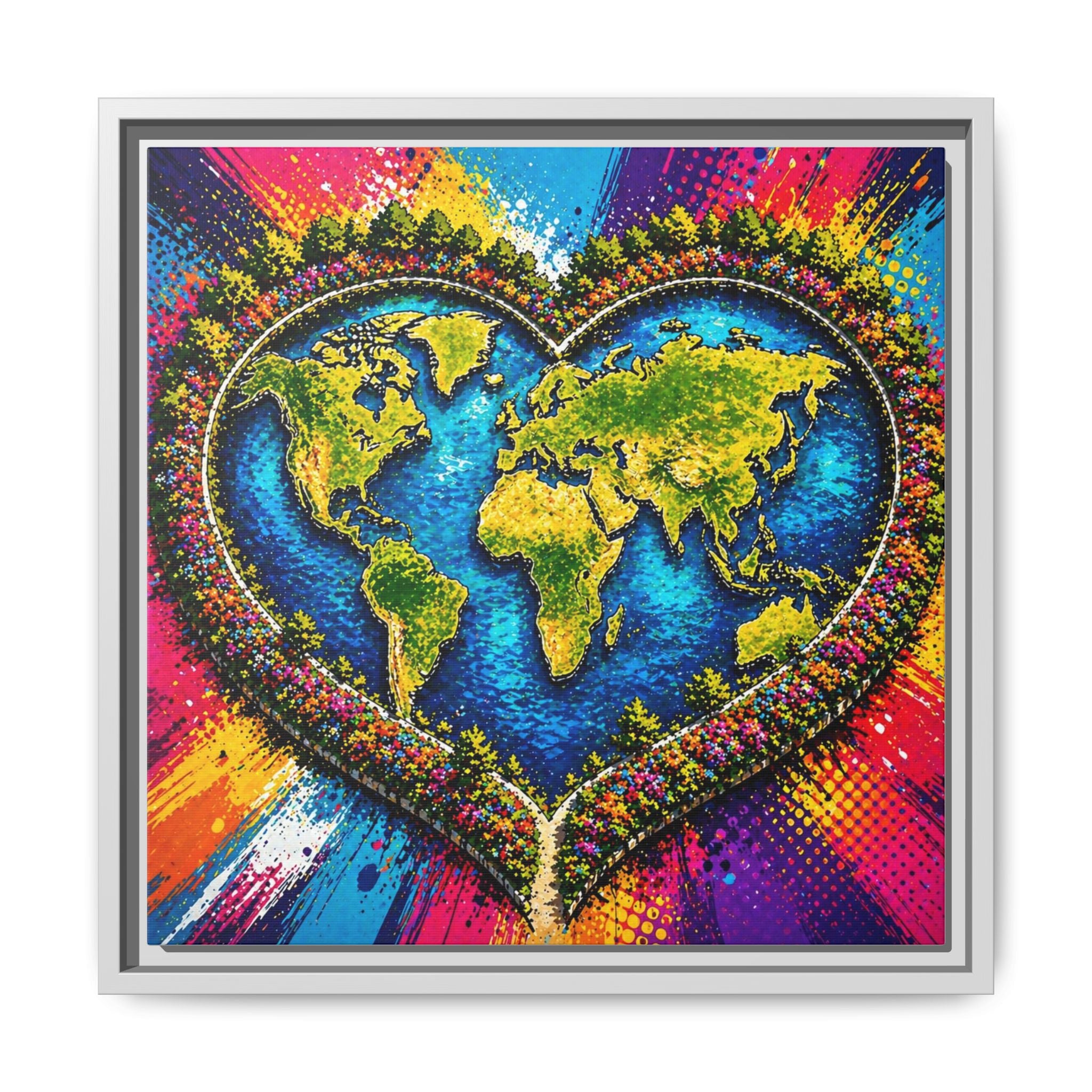 LinkHearts™ Framed Matte Canvas Wall Art — Multi‑Color
