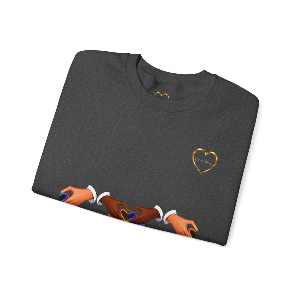 Love Hands Crewneck Sweatshirt — Rainbow Heart Solidarity Pullover