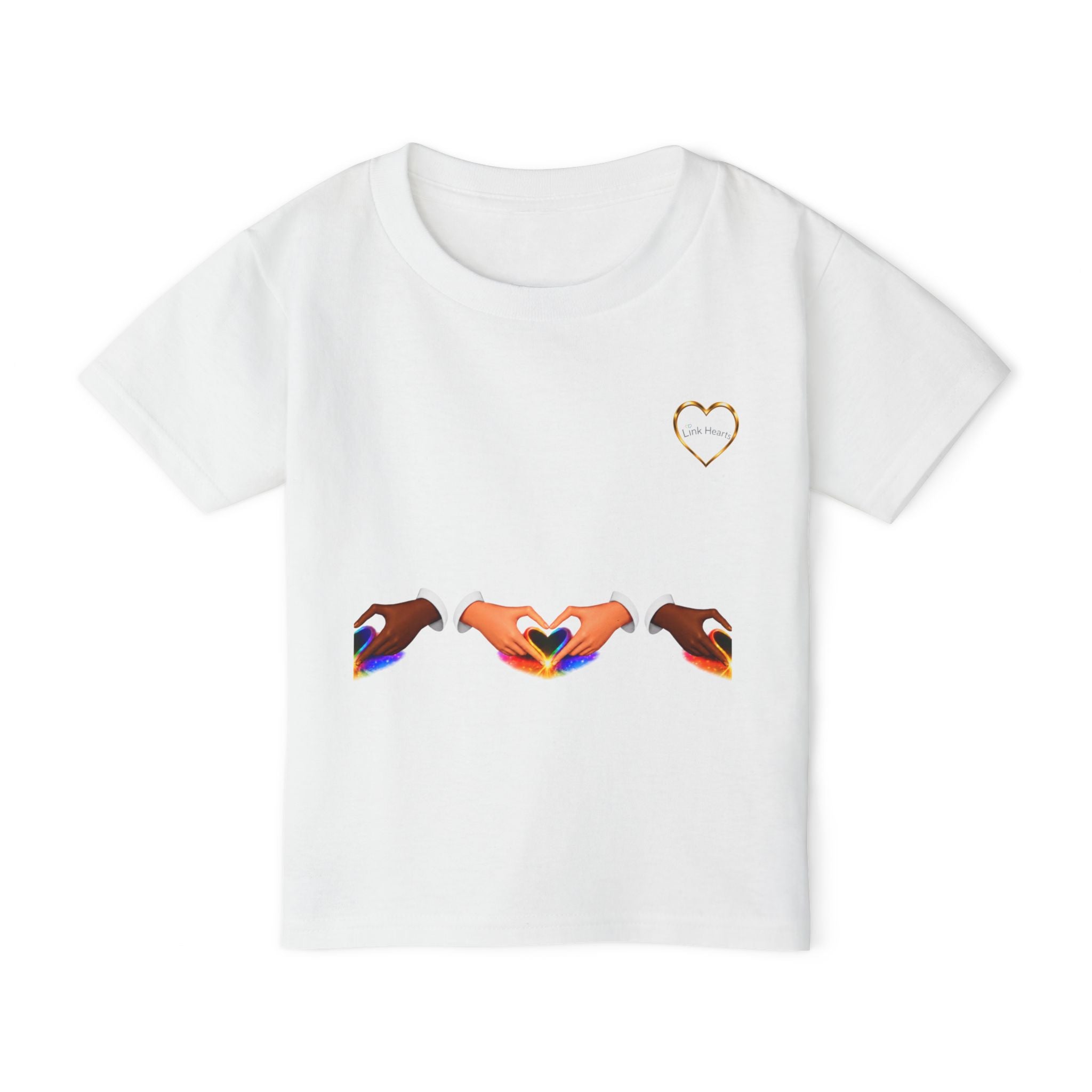 Toddler T‑Shirt — Rainbow Heart Hands Graphic, Inclusive Love Kids Tee