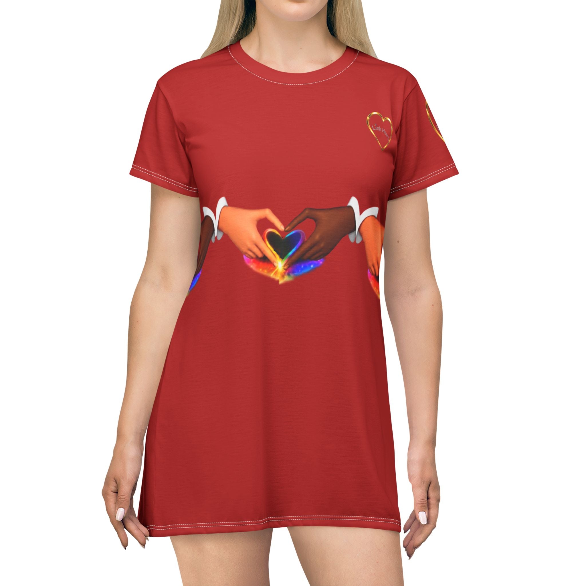 Link Hearts™ Unity T-Shirt Dress — All-Over Print