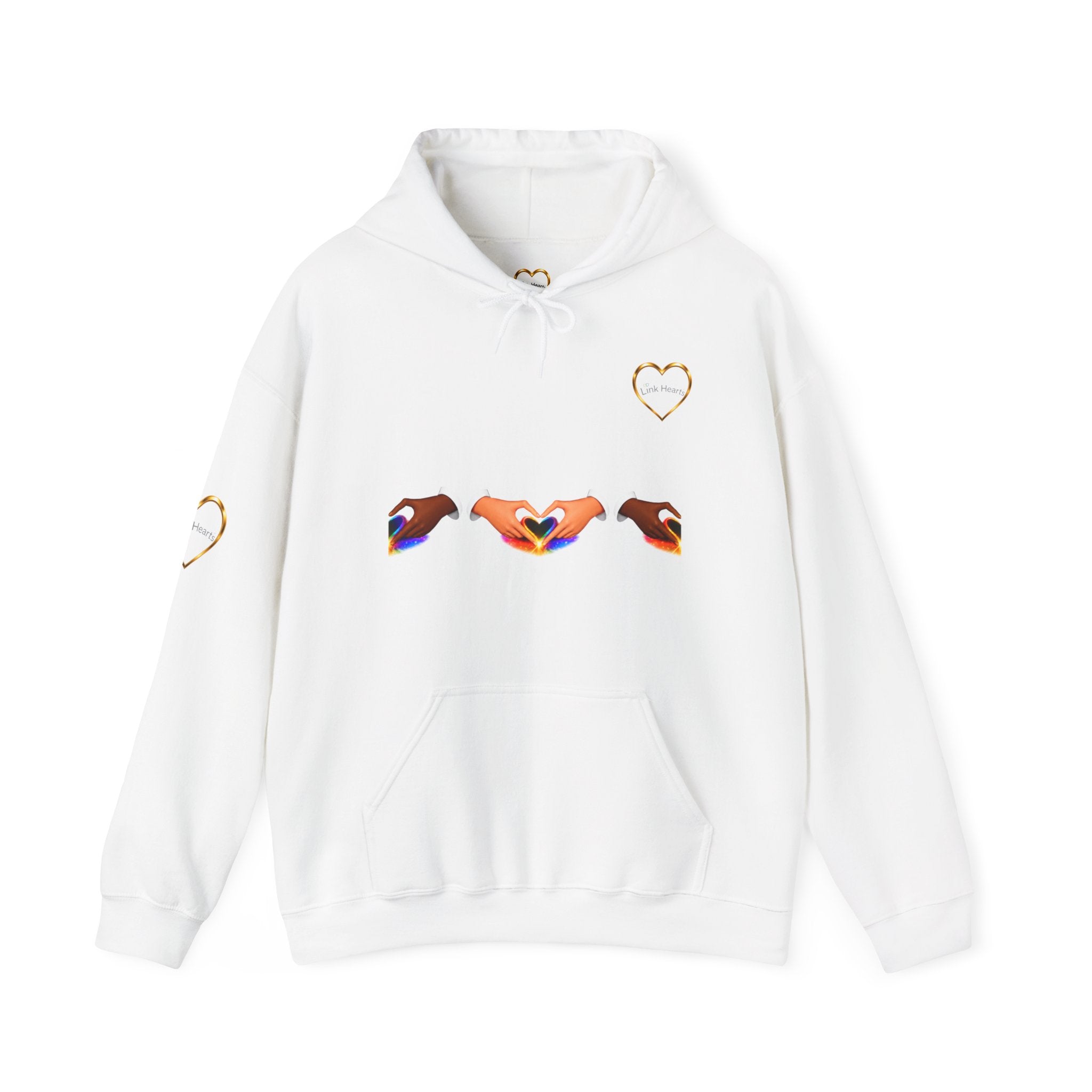 Hoodie — Rainbow Heart Hands Graphic Pullover