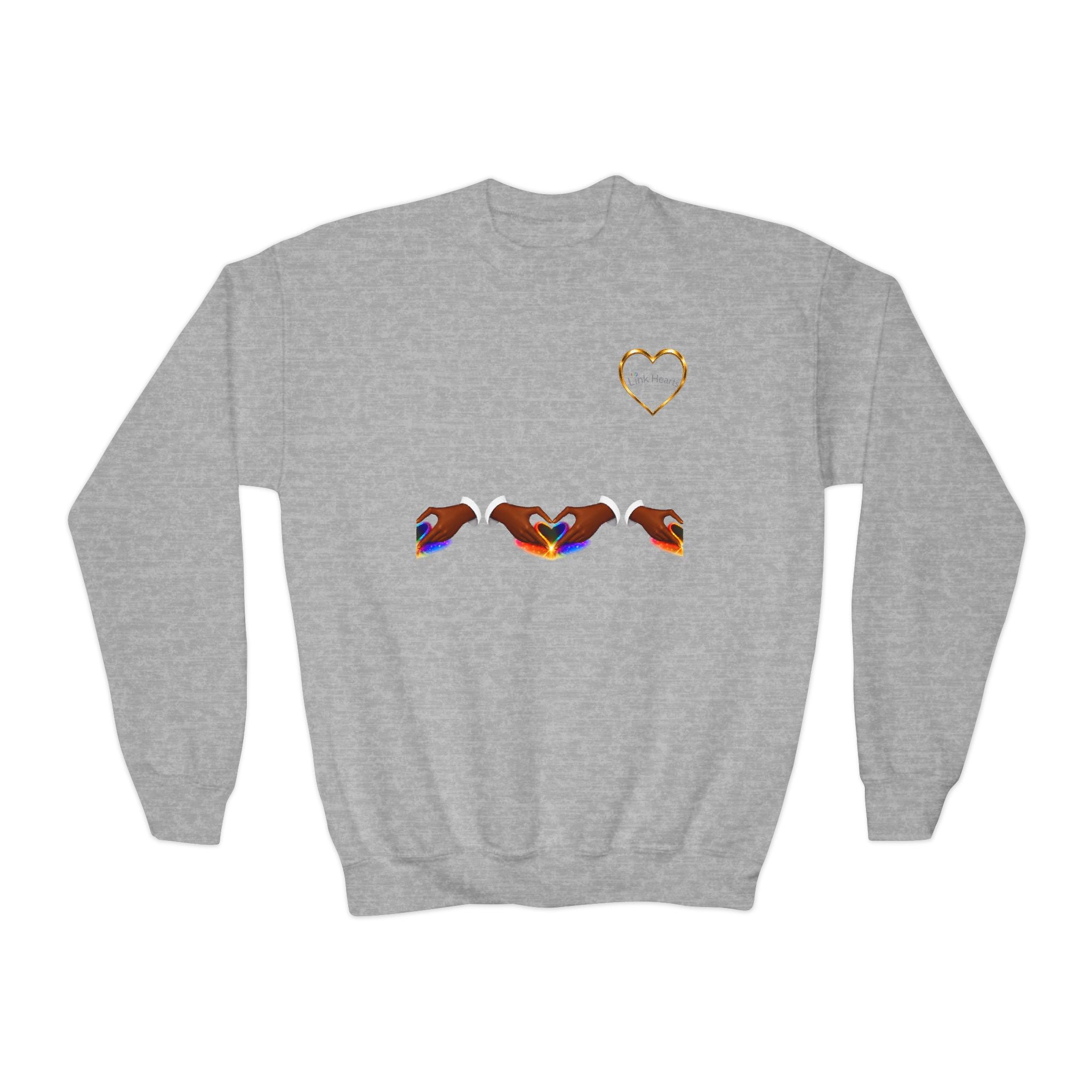 Link Hearts™ Youth Crewneck Sweatshirt — Heart Chain Graphic Pullover for Kids