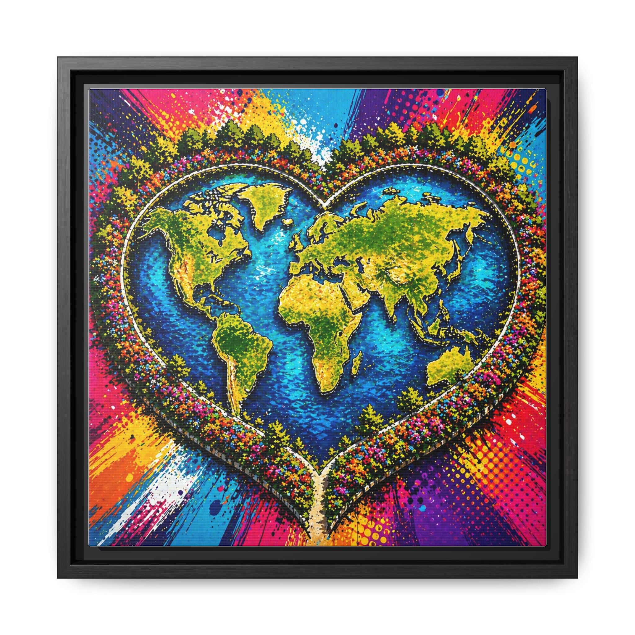 LinkHearts™ Framed Matte Canvas Wall Art — Multi‑Color
