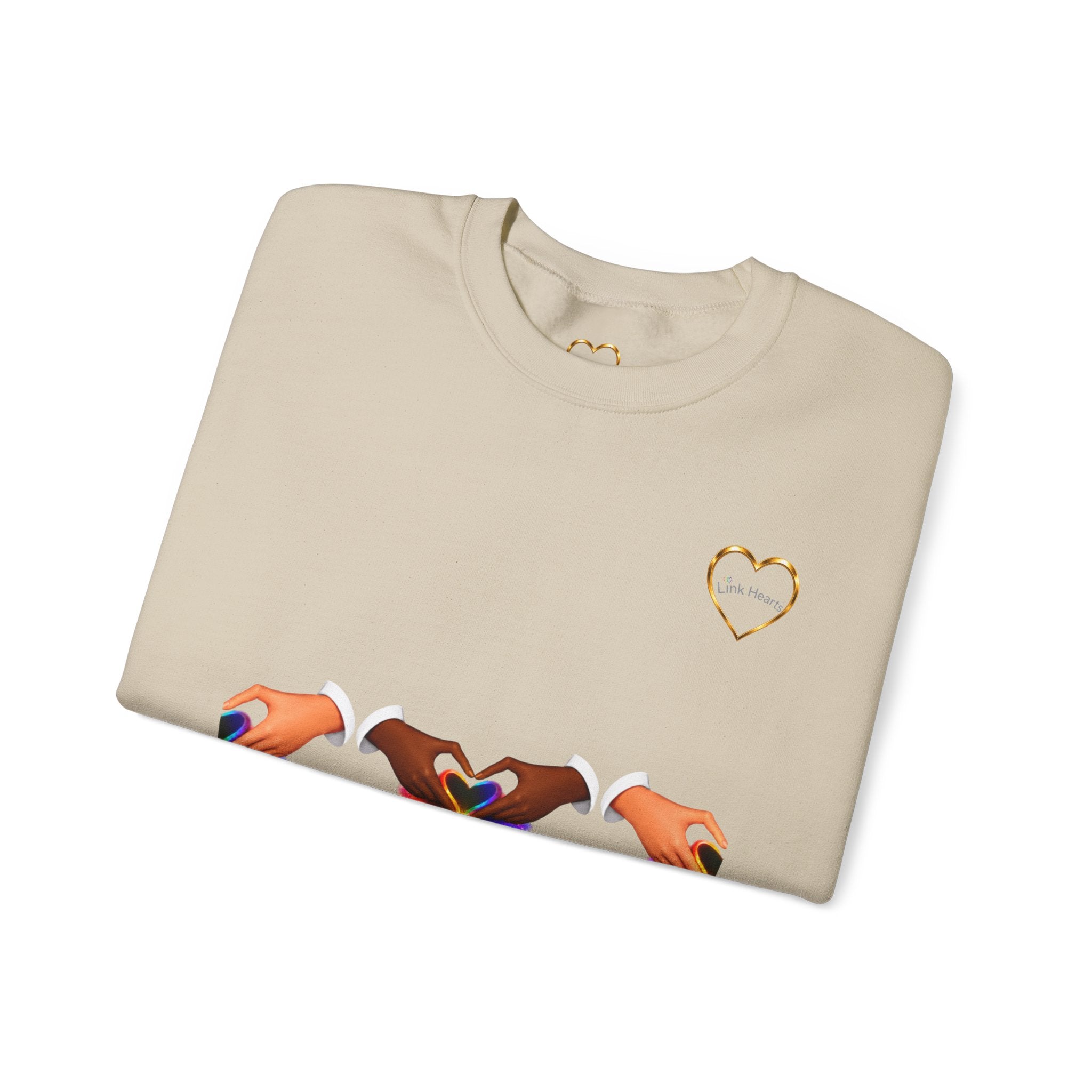 Love Hands Crewneck Sweatshirt — Rainbow Heart Solidarity Pullover