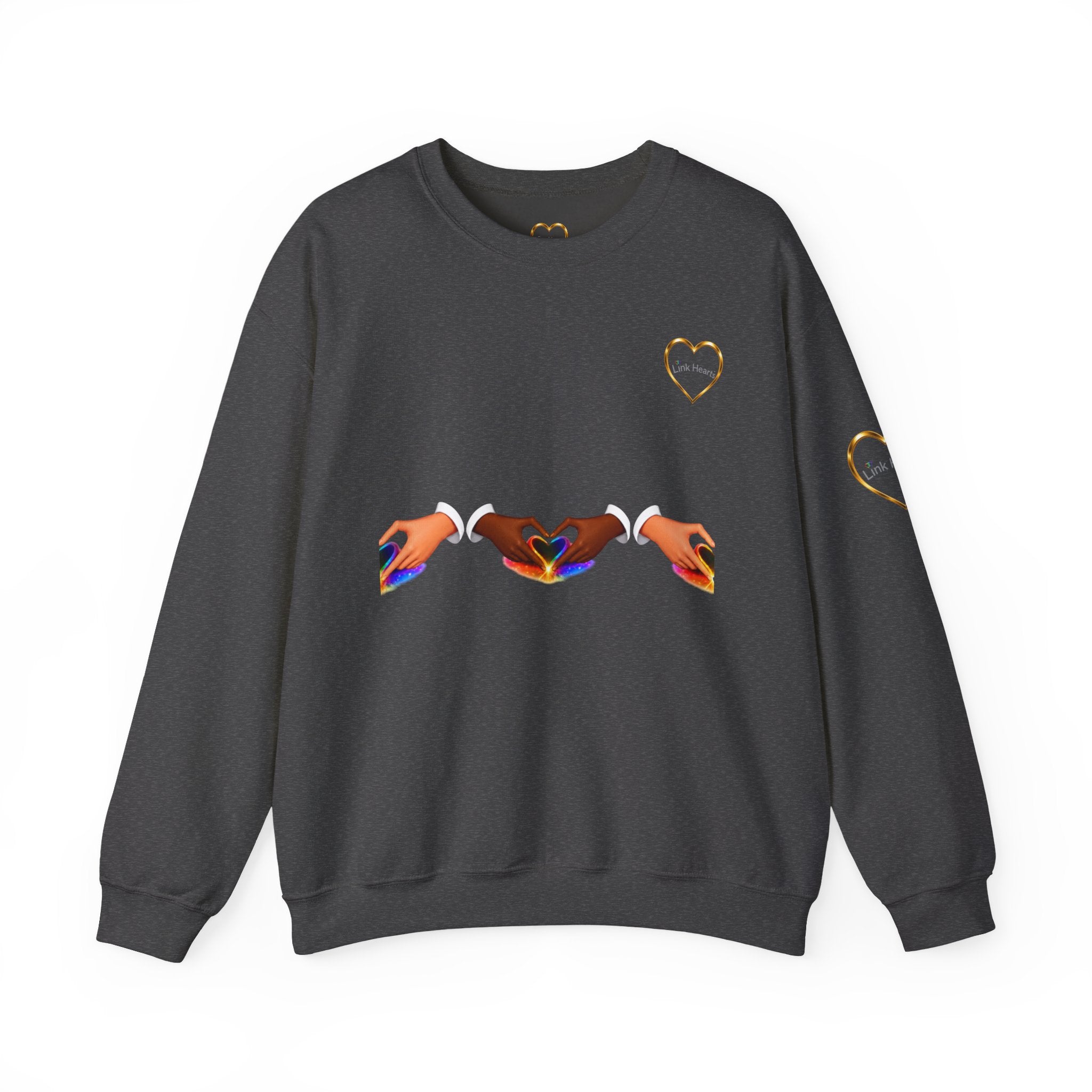 Love Hands Crewneck Sweatshirt — Rainbow Heart Solidarity Pullover