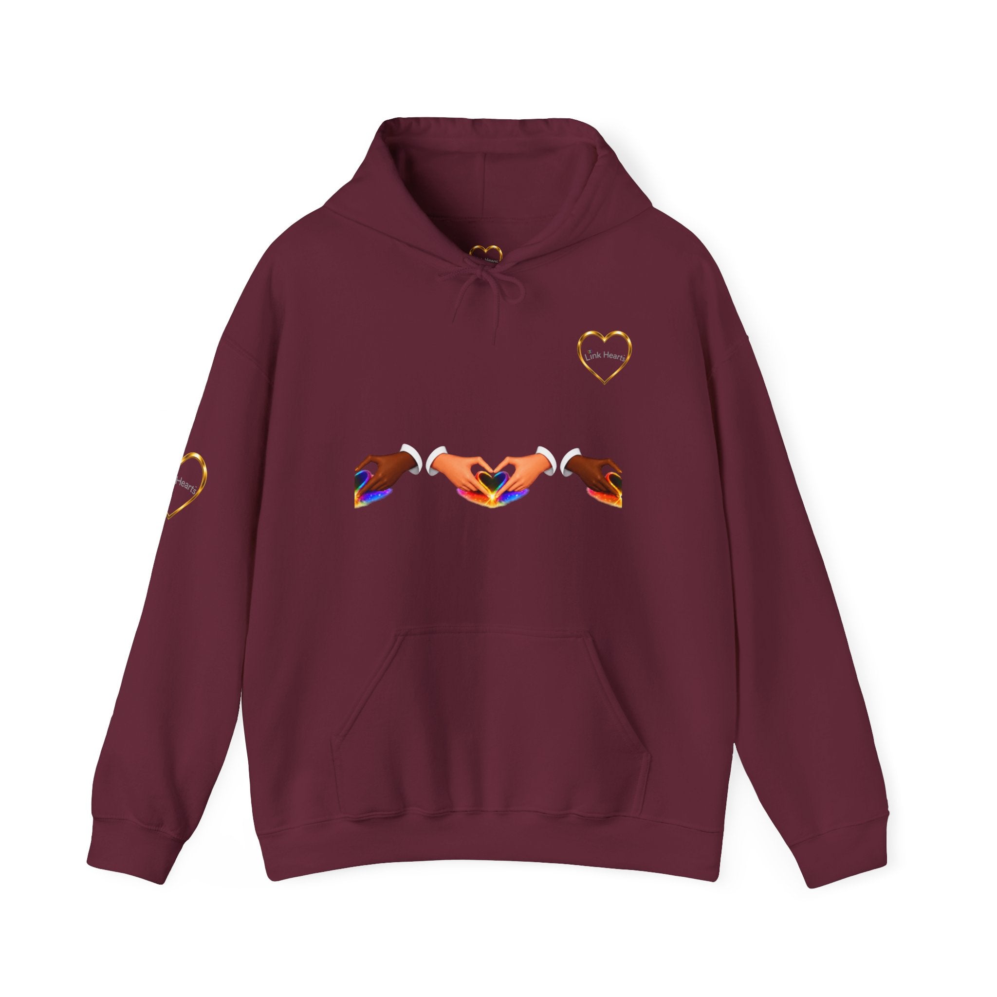 Hoodie — Rainbow Heart Hands Graphic Pullover