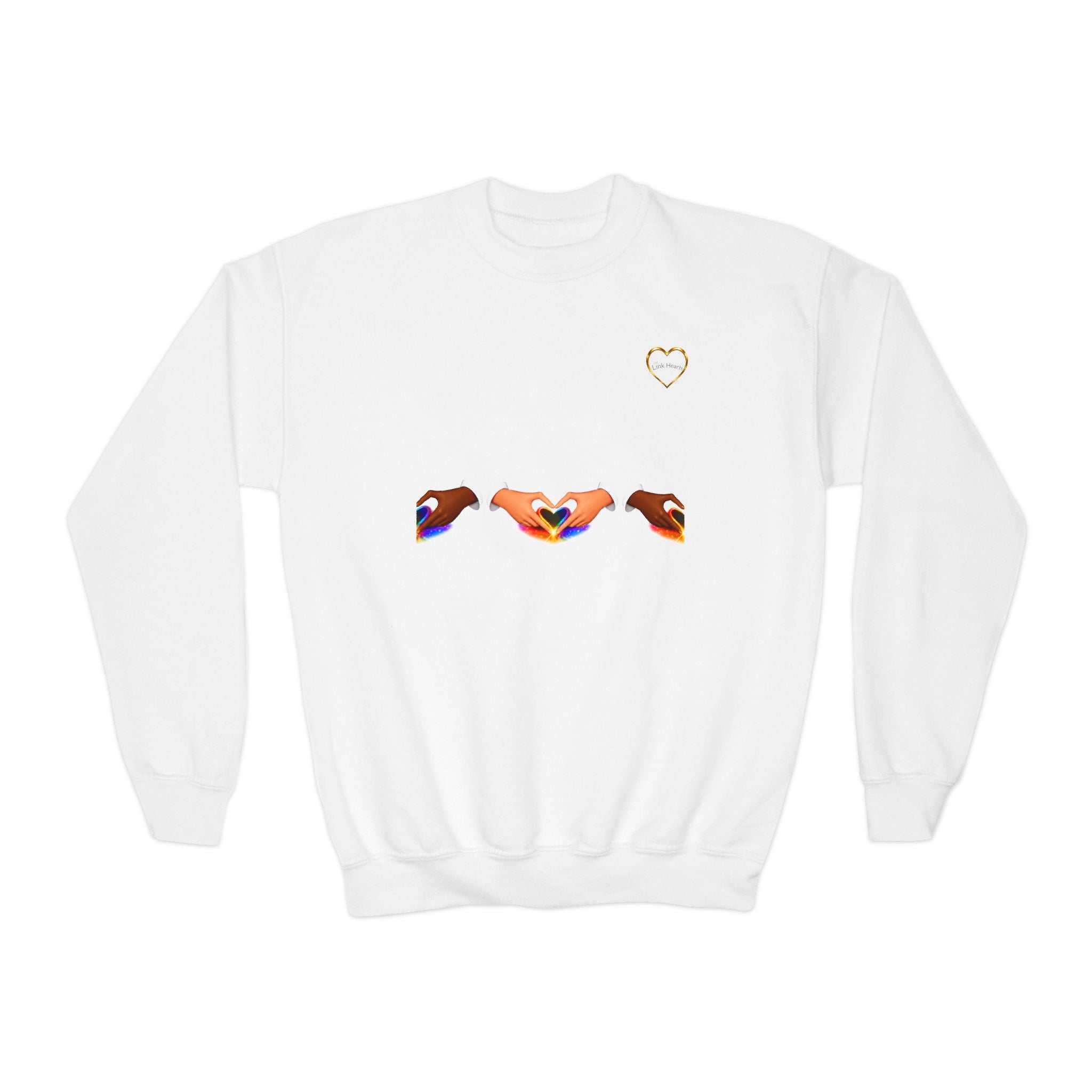 Link Hearts™ Youth Crewneck Sweatshirt — Kids Graphic Heart Crewneck