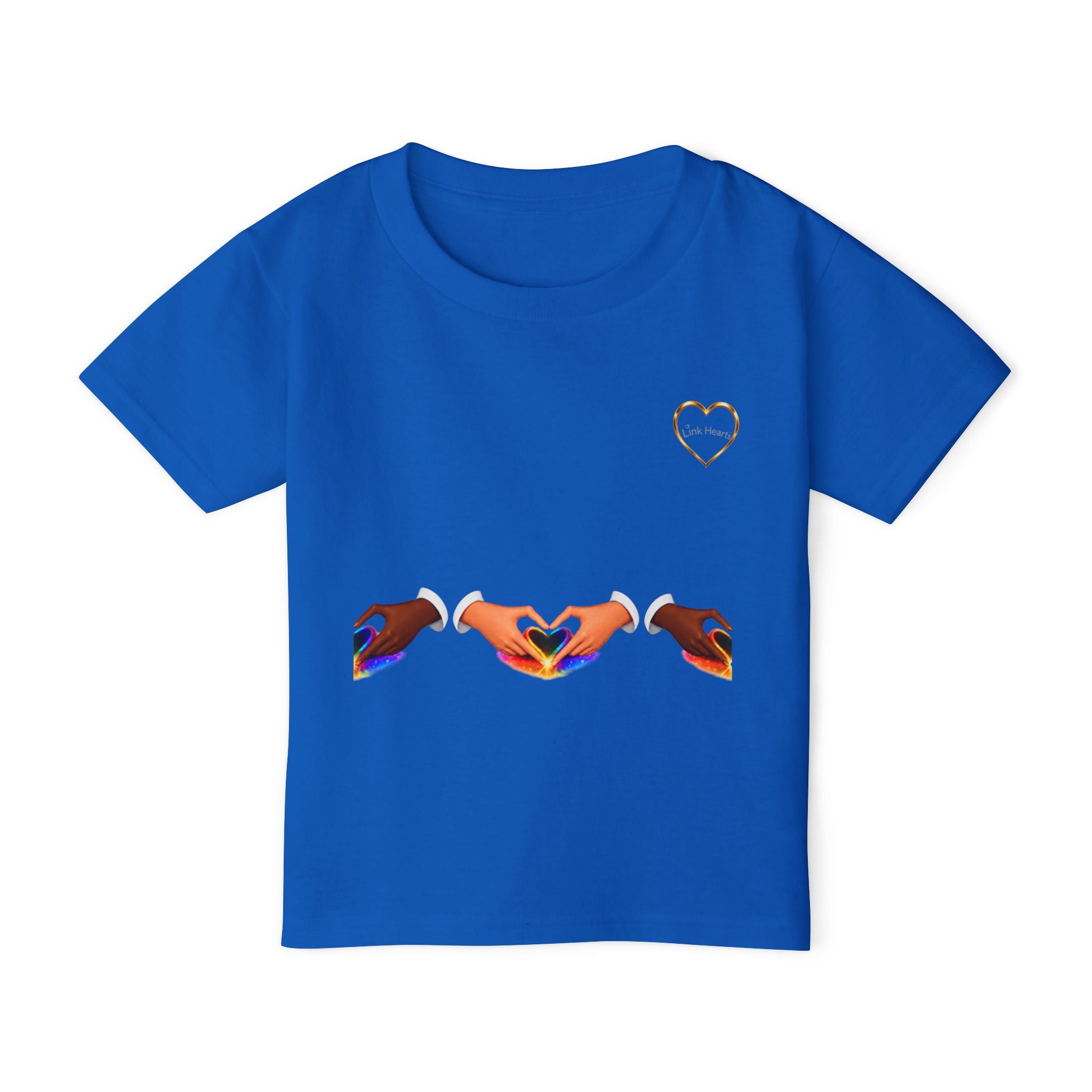 Toddler T‑Shirt — Rainbow Heart Hands Graphic, Inclusive Love Kids Tee