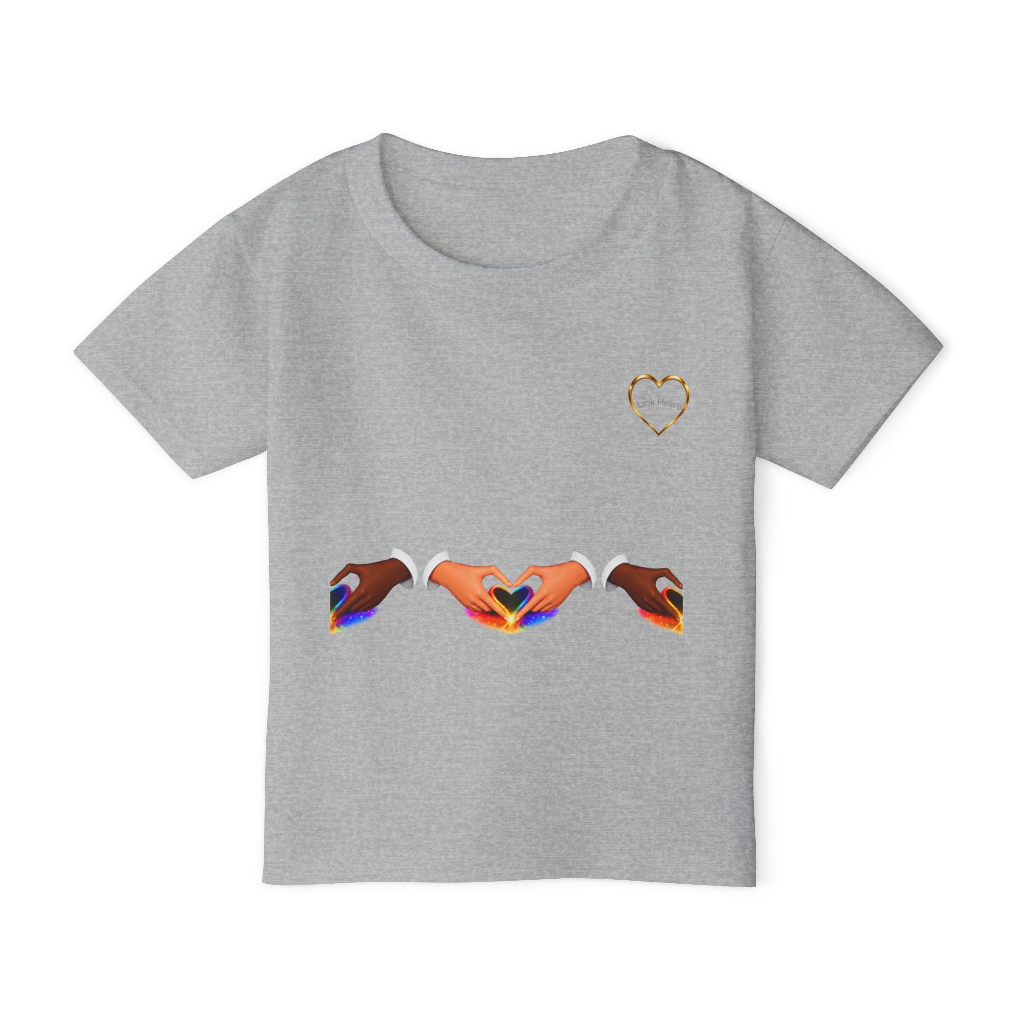 Toddler T‑Shirt — Rainbow Heart Hands Graphic, Inclusive Love Kids Tee