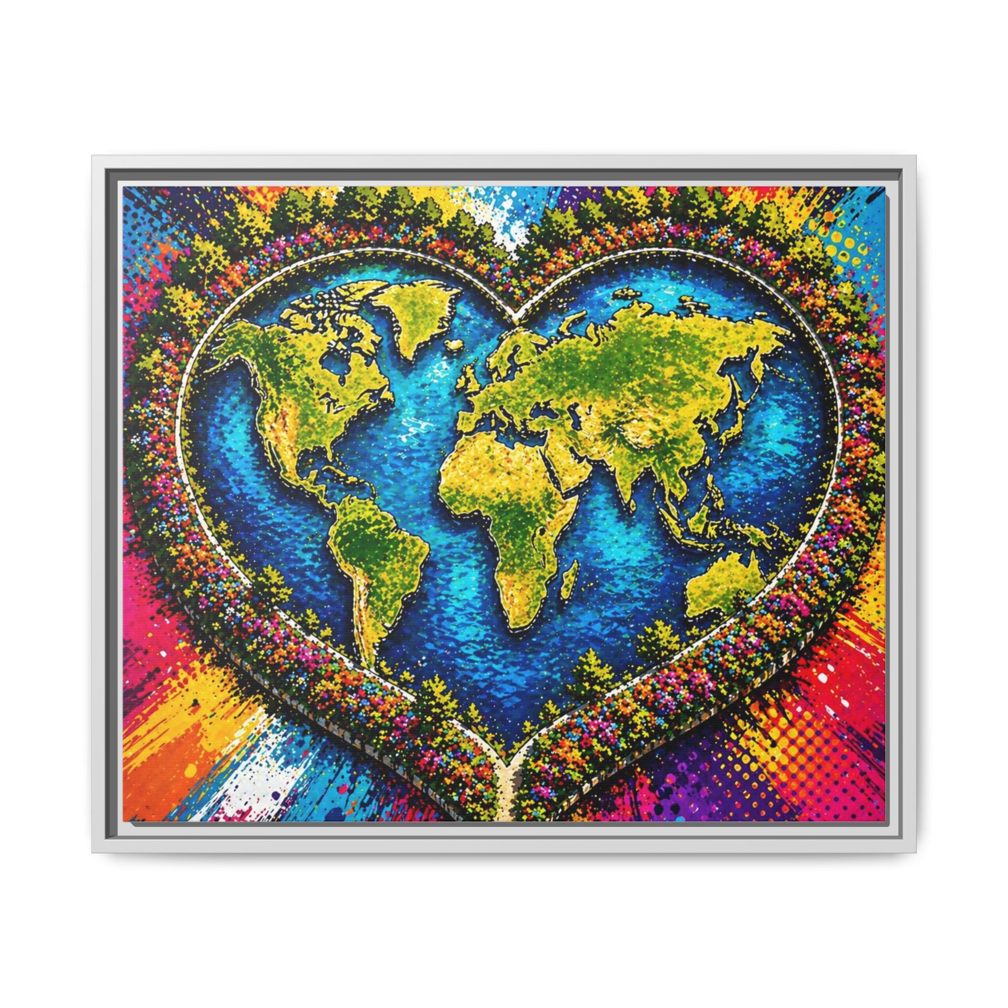 LinkHearts™ Framed Matte Canvas Wall Art — Multi‑Color