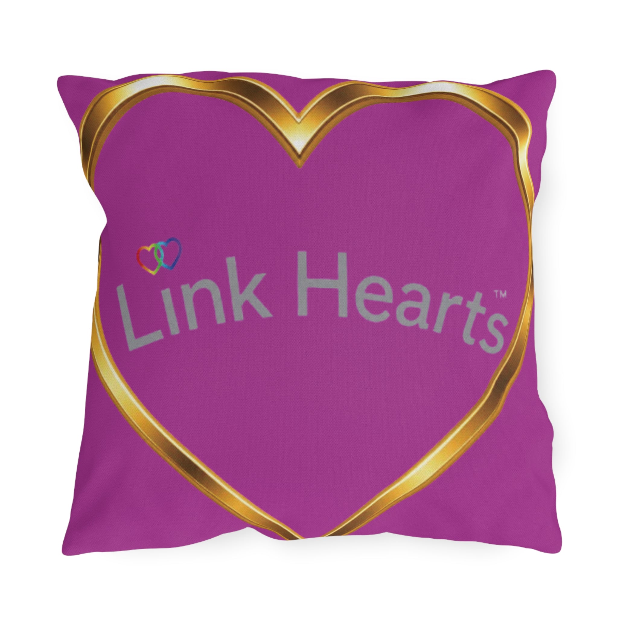 Link Hearts Outdoor Pillow — Rainbow Hands Heart Design