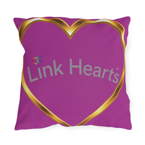 Link Hearts Outdoor Pillow — Rainbow Hands Heart Design