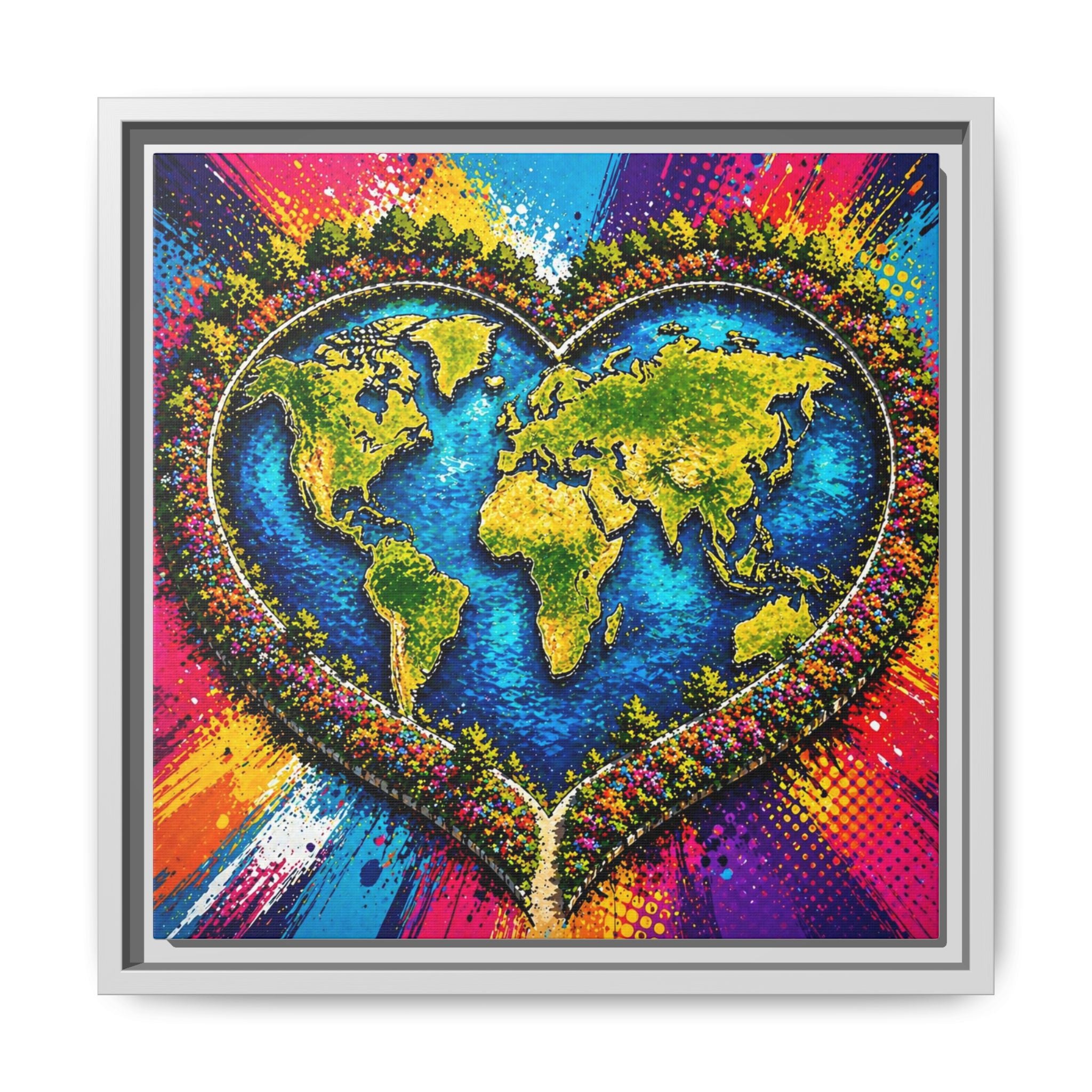 LinkHearts™ Framed Matte Canvas Wall Art — Multi‑Color