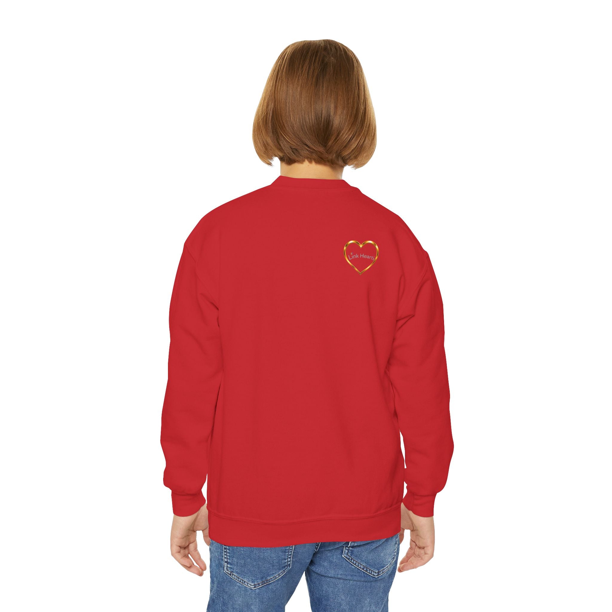 Link Hearts™ Youth Crewneck Sweatshirt — Kids' Heart Link Graphic Pullover