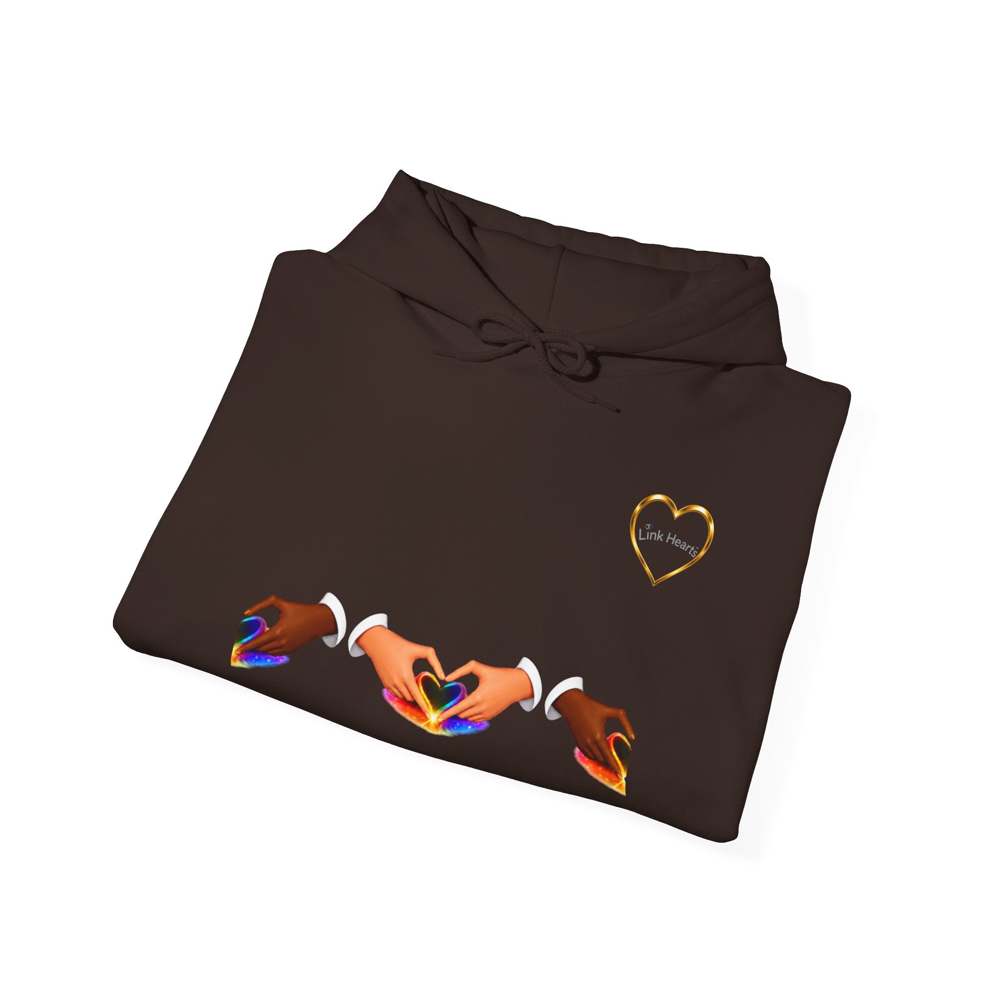 Hoodie — Rainbow Heart Hands Graphic Pullover