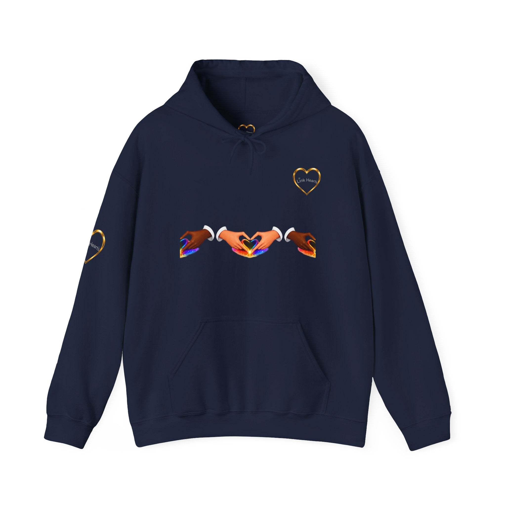 Hoodie — Rainbow Heart Hands Graphic Pullover