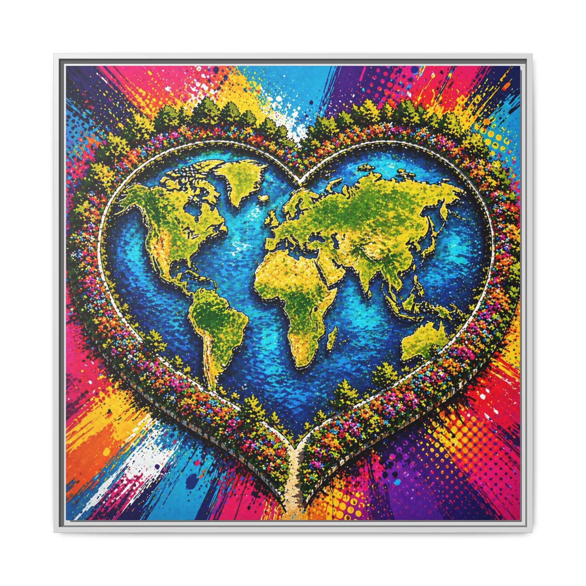 LinkHearts™ Framed Matte Canvas Wall Art — Multi‑Color