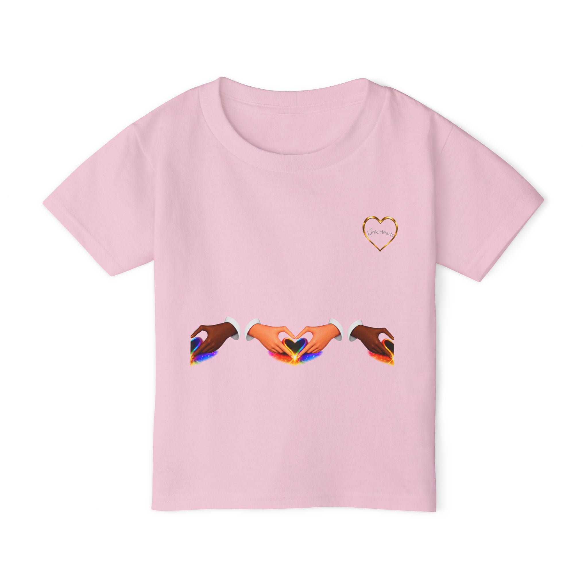 Toddler T‑Shirt — Rainbow Heart Hands Graphic, Inclusive Love Kids Tee
